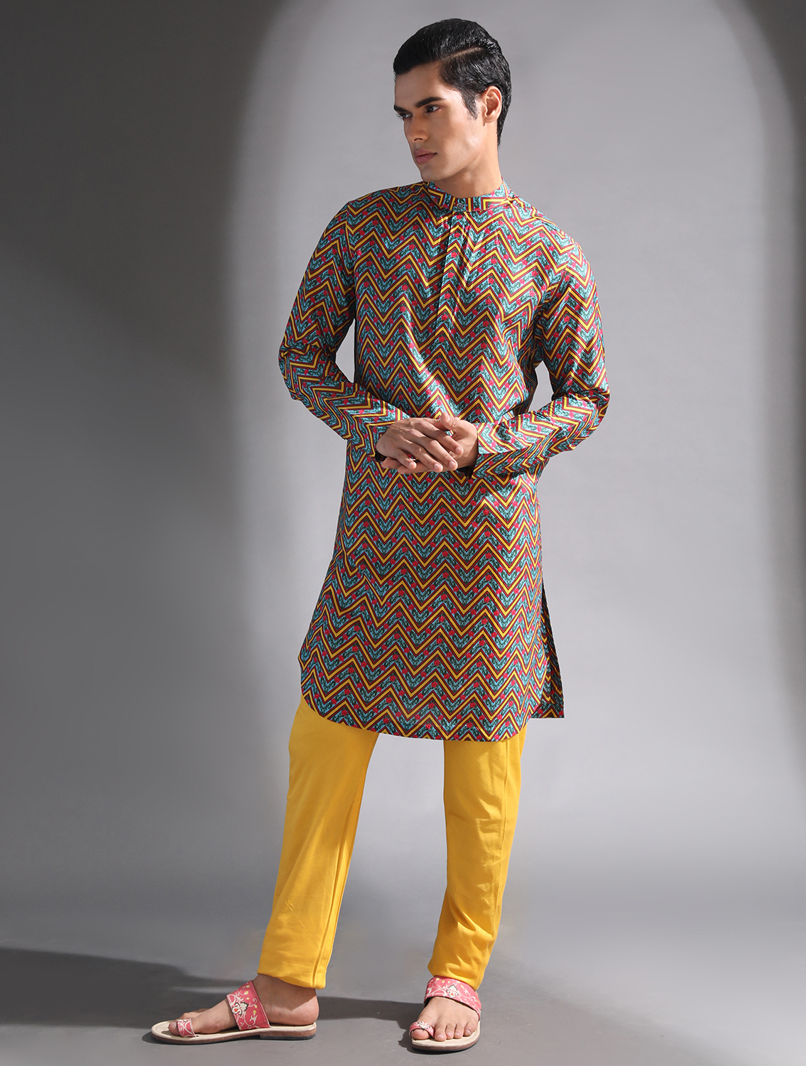 Ayushman Printed Silk Kurta Set