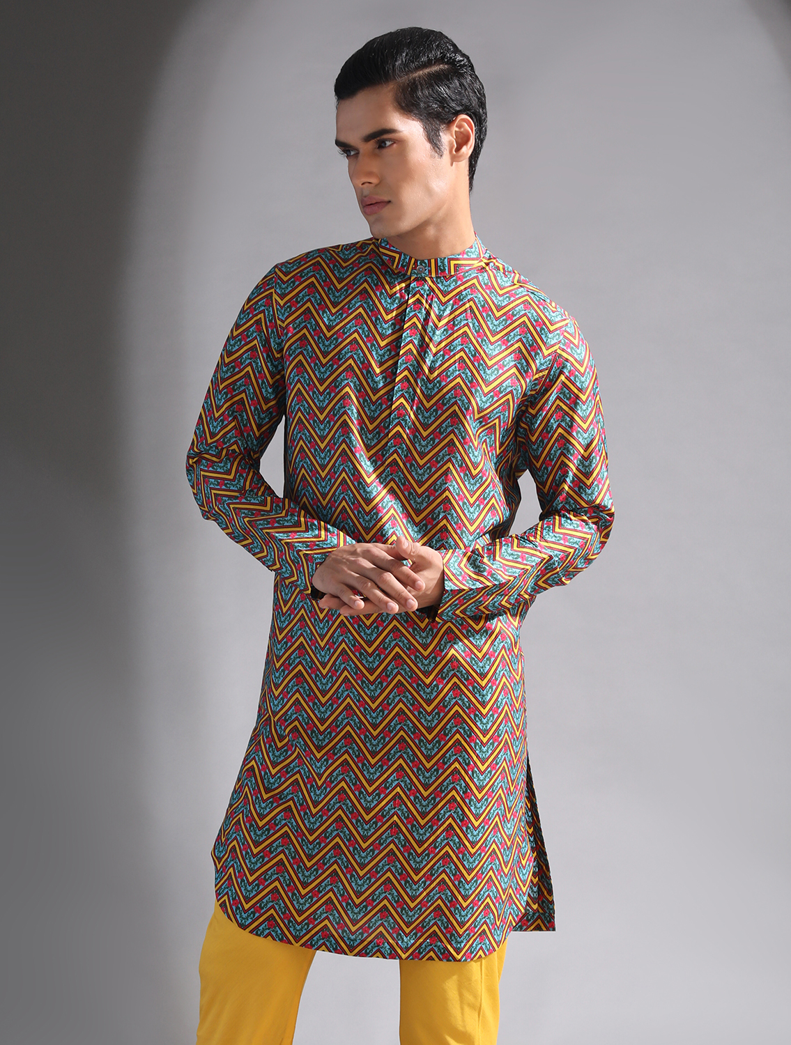 Ayushman Printed Silk Kurta Set
