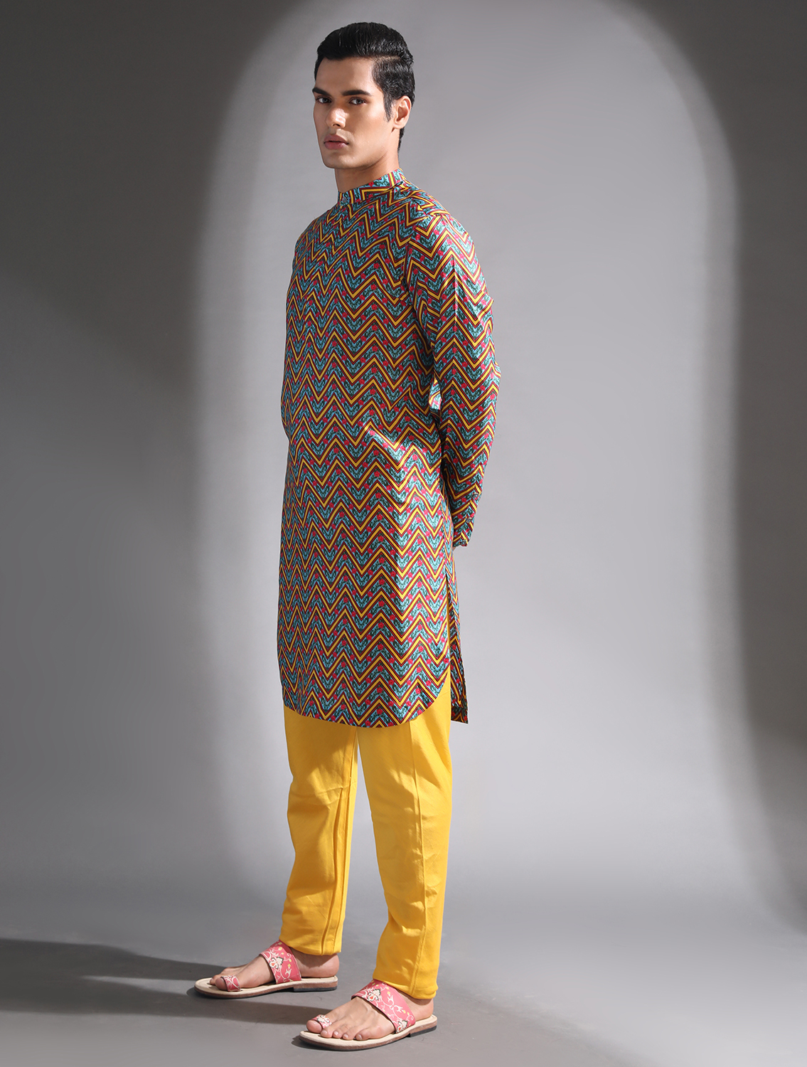 Ayushman Printed Silk Kurta Set