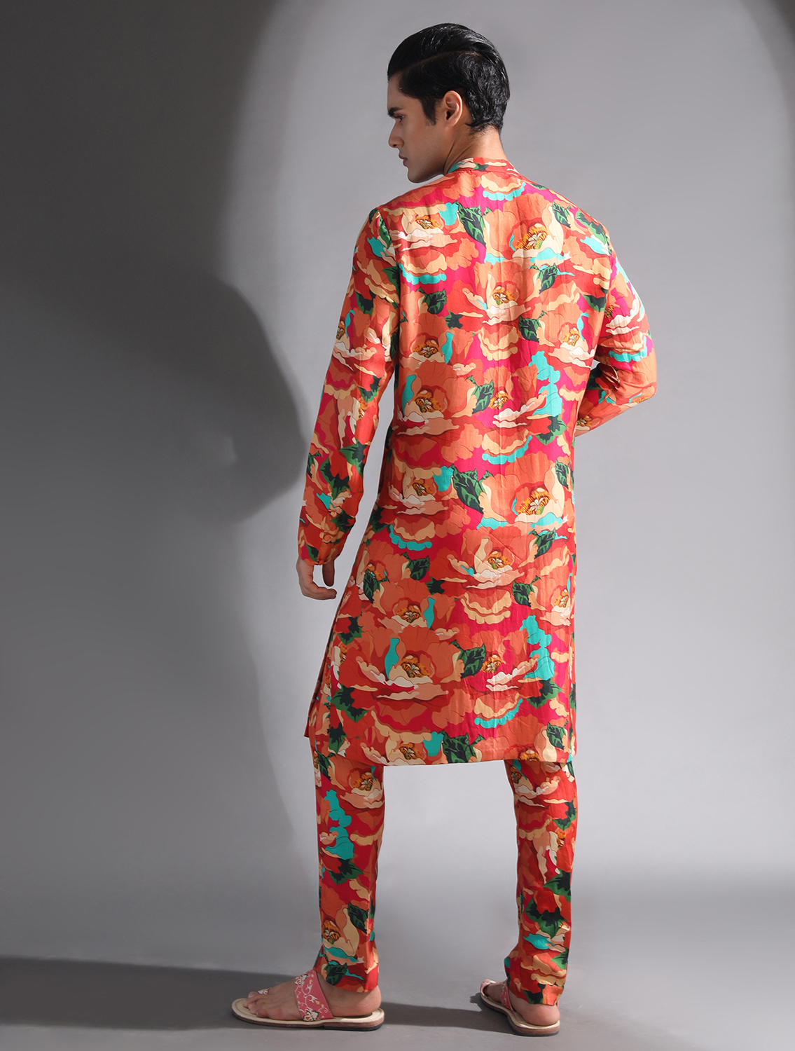 Agaman Printed Silk Kurta Pant Set