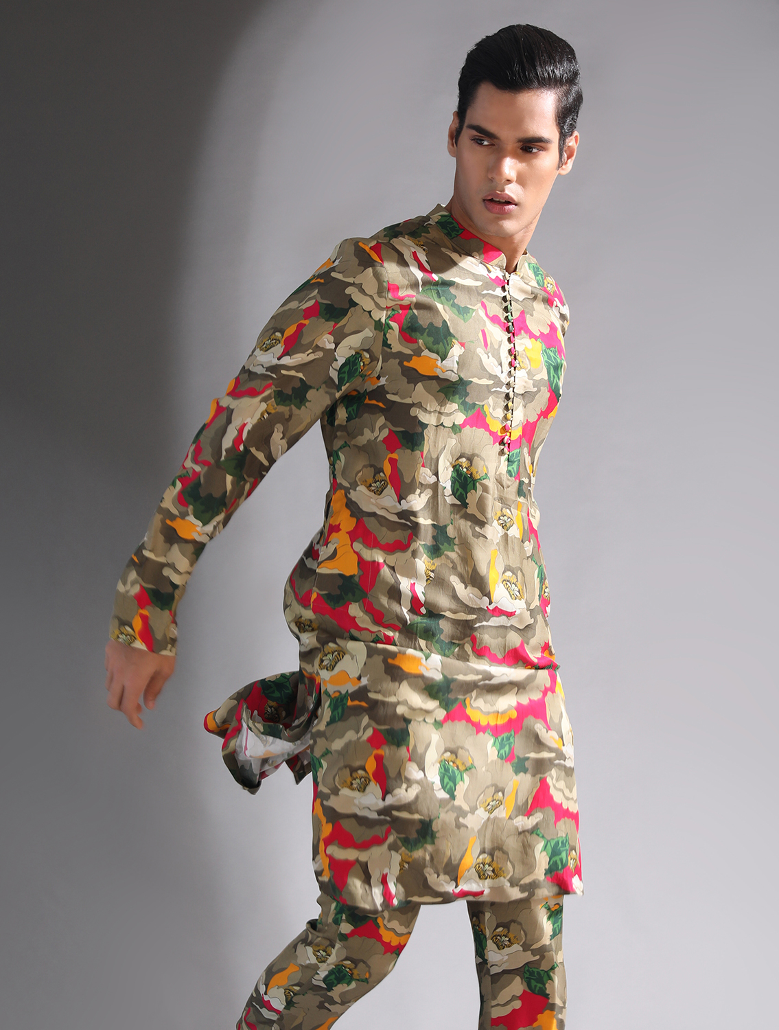 Adviath Printed Silk Kurta Pant Set