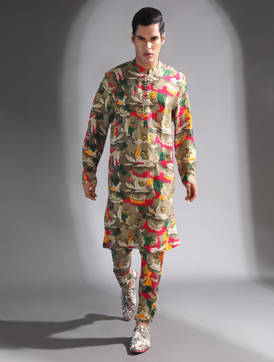 Adviath Printed Silk Kurta Pant Set