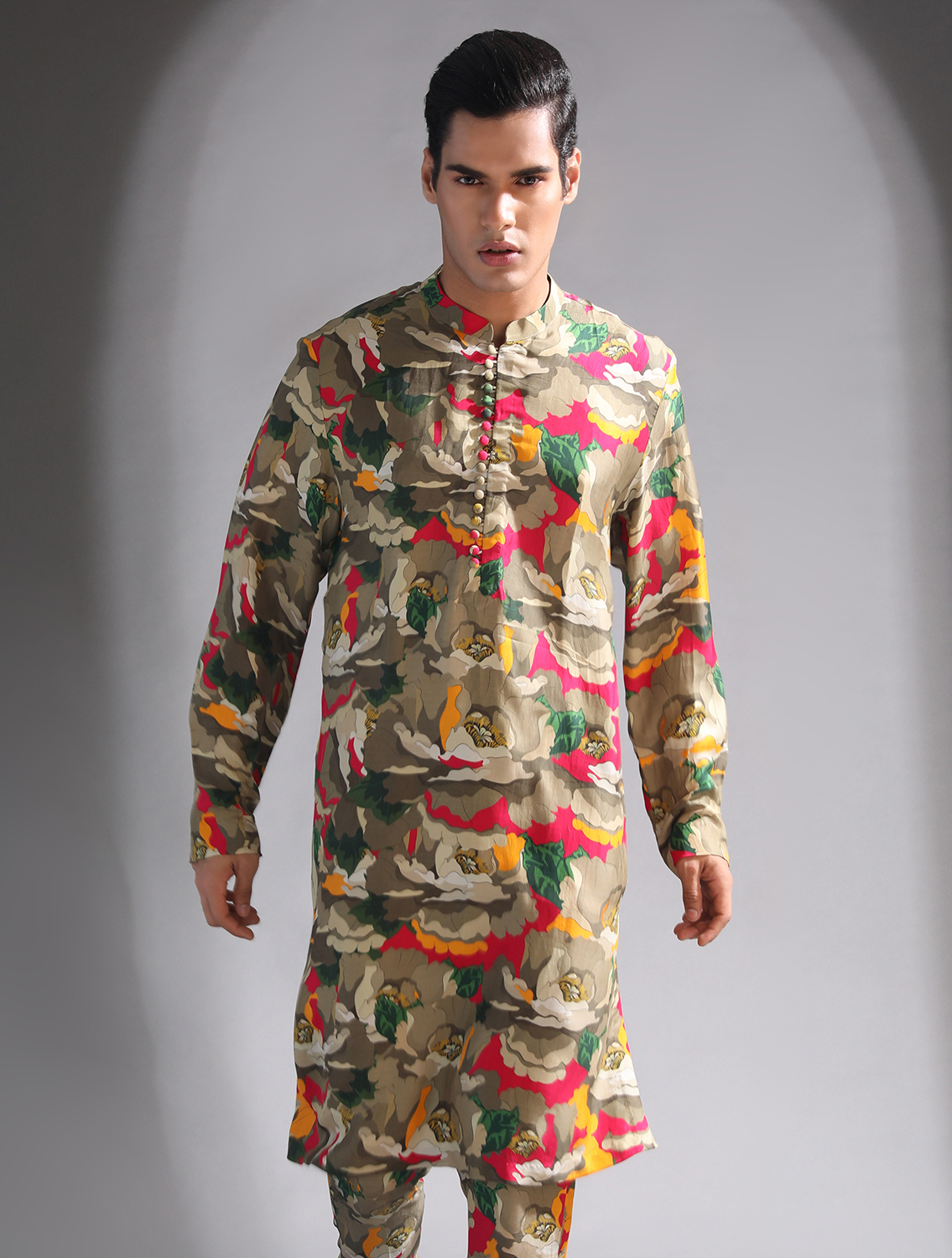 Adviath Printed Silk Kurta Pant Set