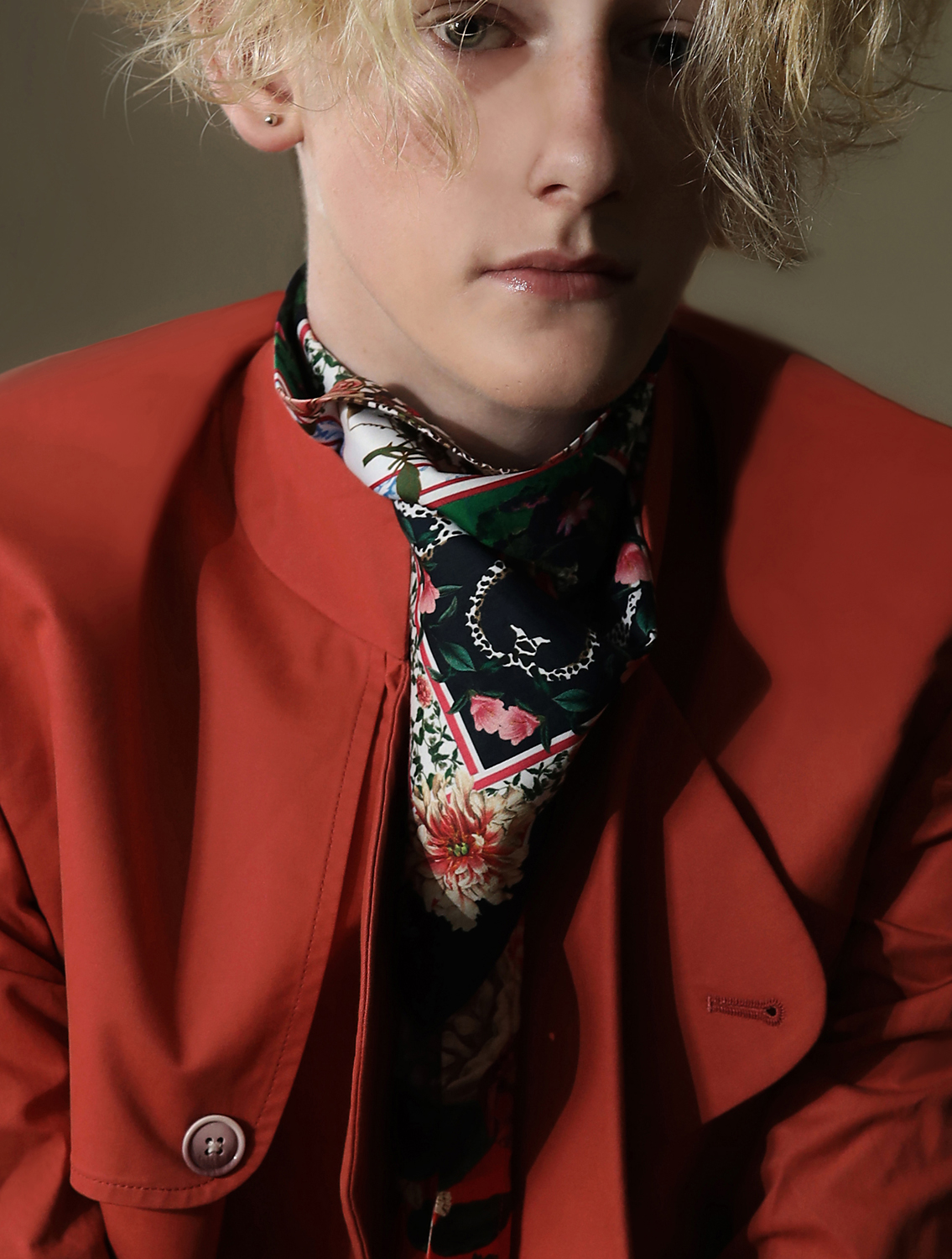 Navy Cotton Leopard Scarf