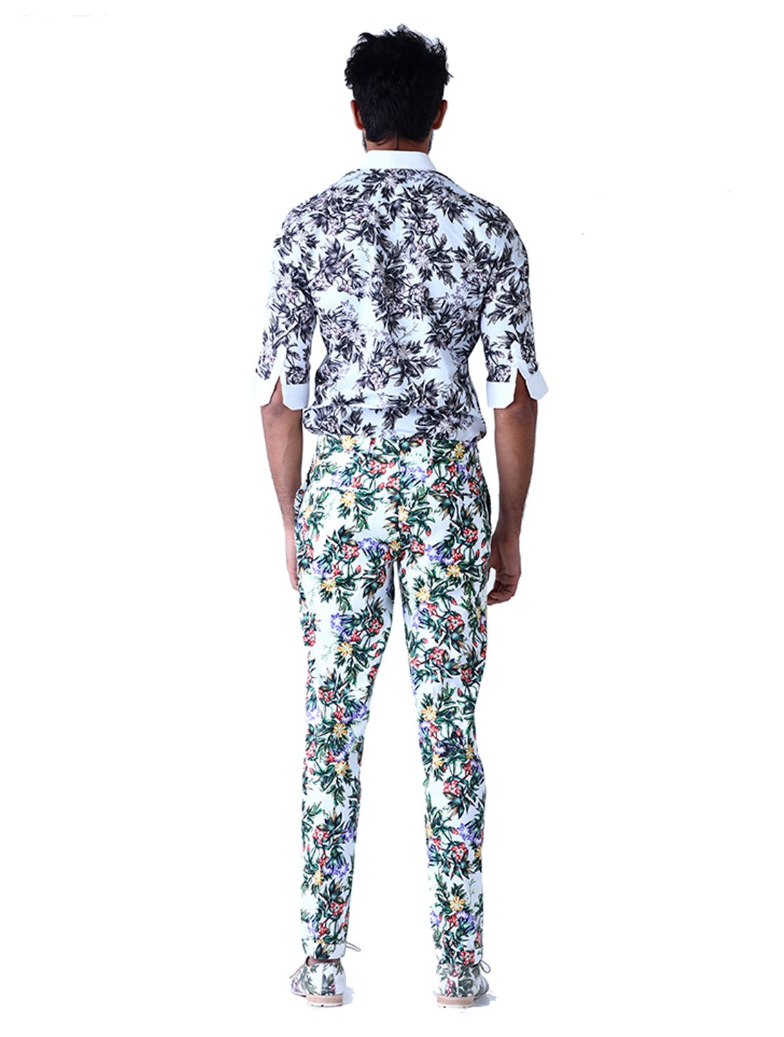 BW Leaf Printed Frill Placket Printed Shirt