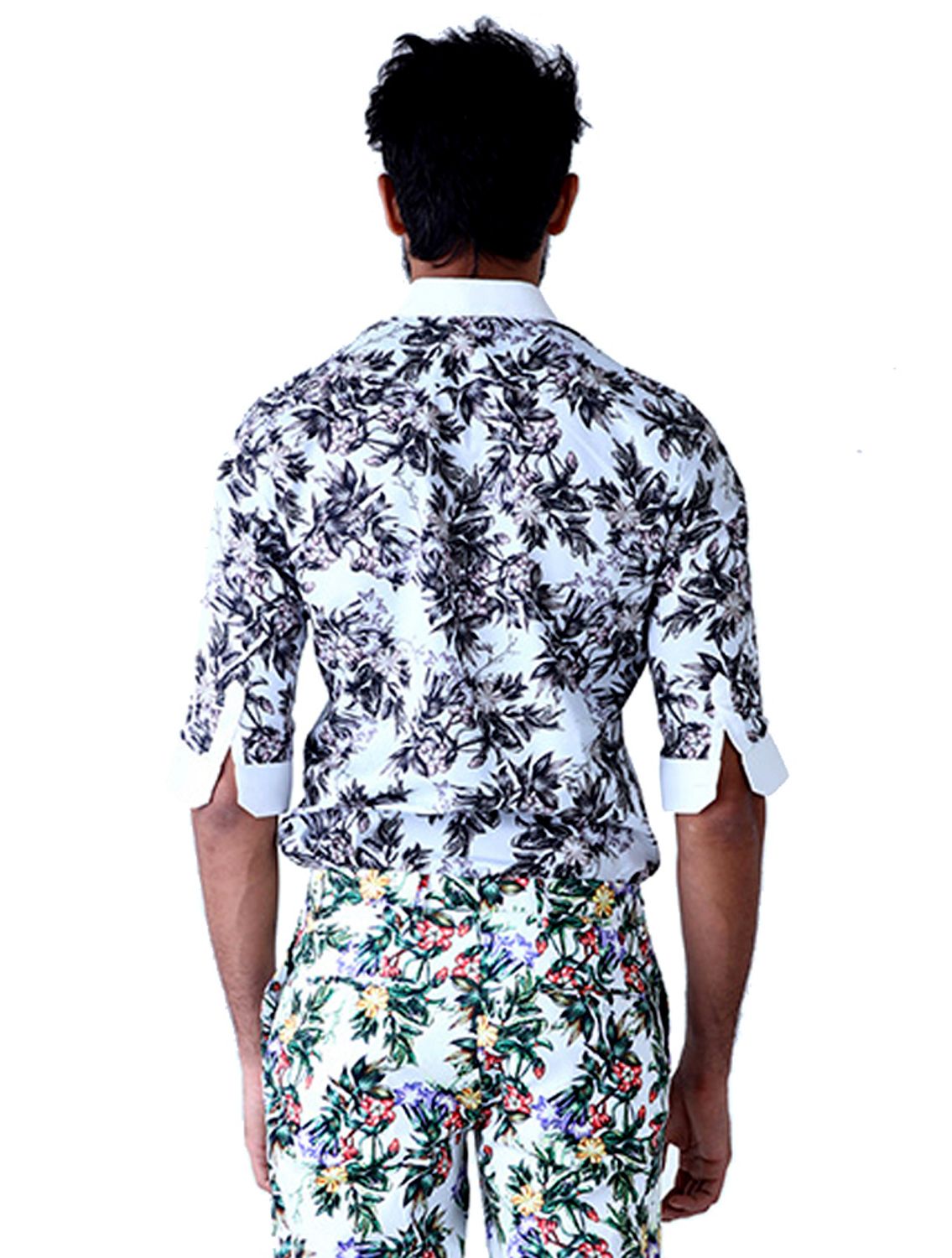 BW Leaf Printed Frill Placket Printed Shirt