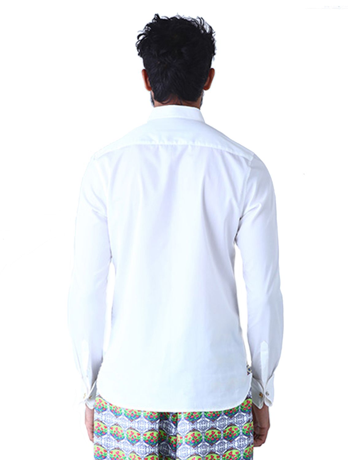 White Lunar Shirt with Kaleido Lotus Printed Bib