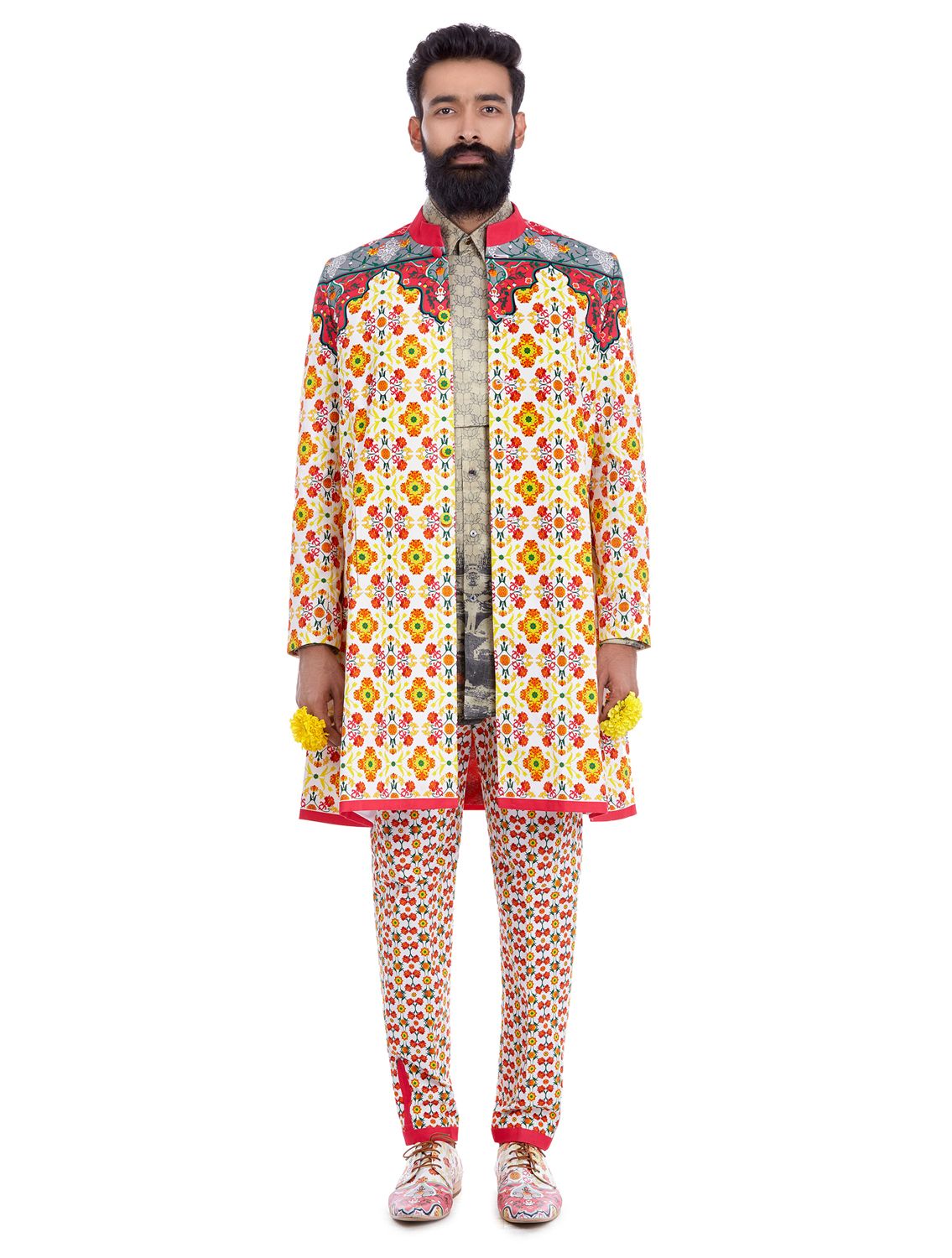 Long Cape Coat in Kashi Print