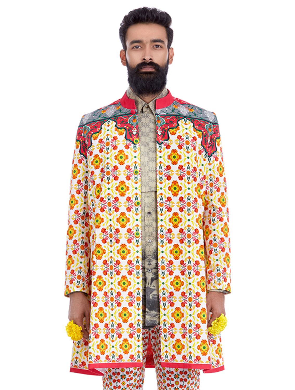 Long Cape Coat in Kashi Print