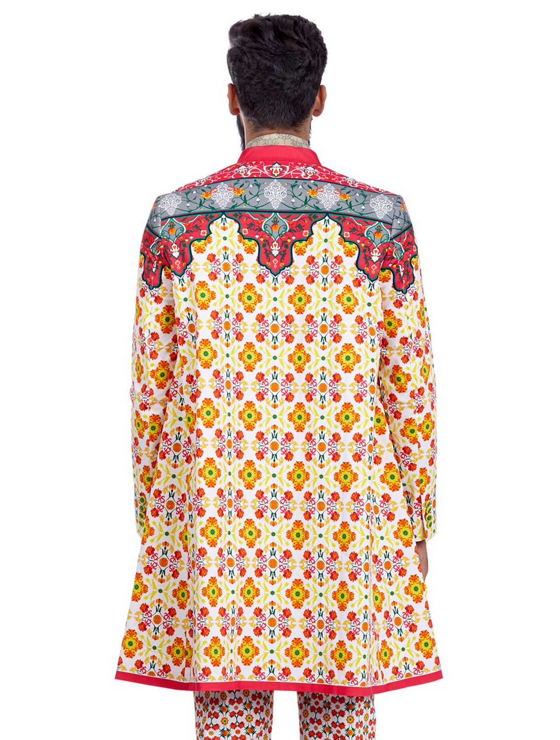 Long Cape Coat in Kashi Print