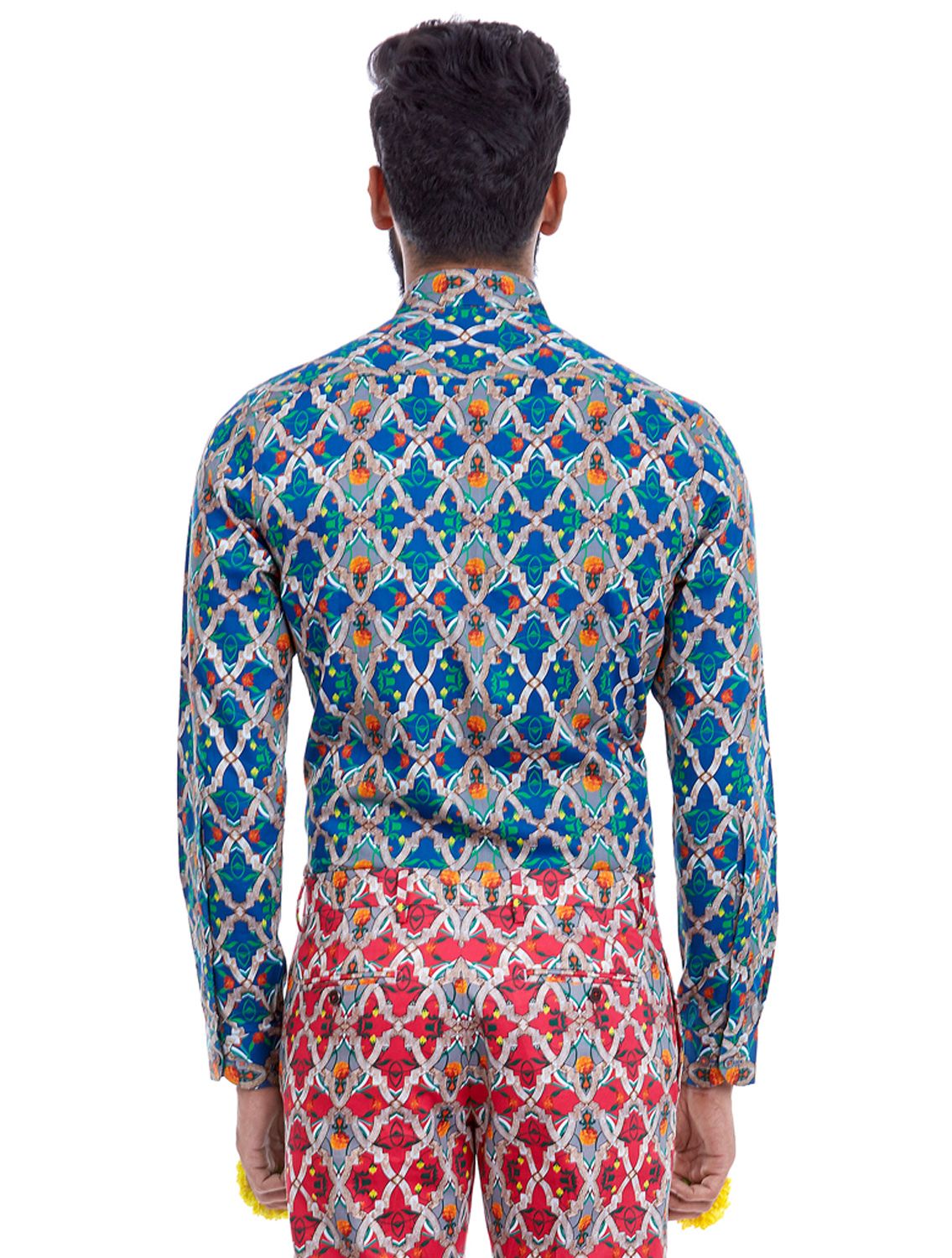 Dark Blue Shirt in all-over Rudra print