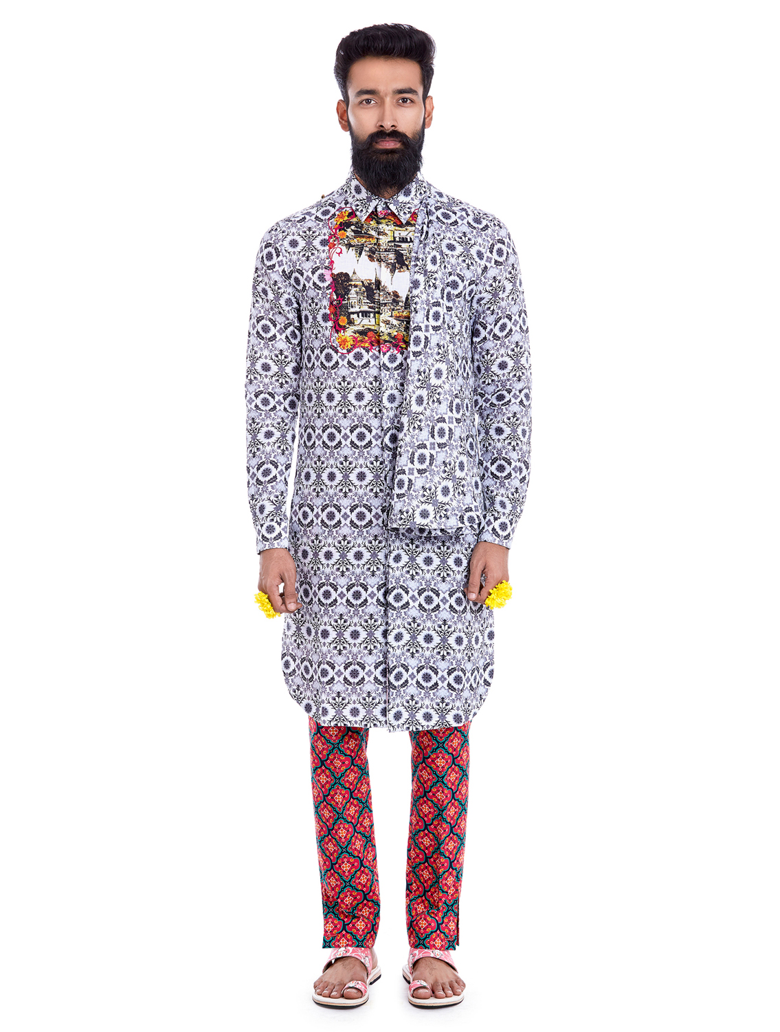 Sanskrit Printed Linen Kurta