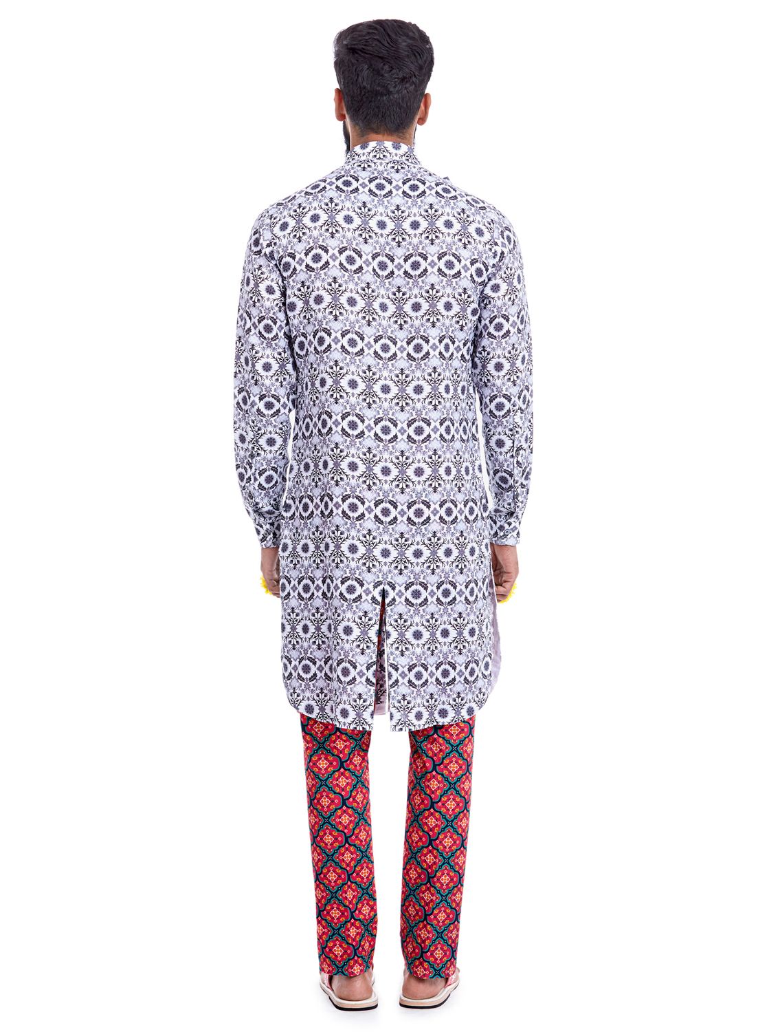 Avimukta Red Linen Printed Trousers