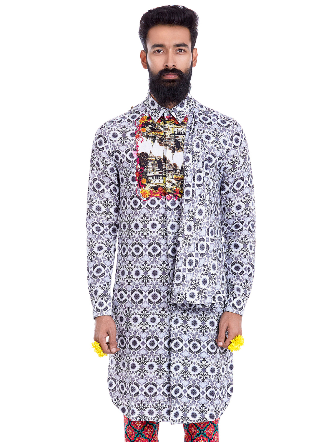 Sanskrit Printed Linen Kurta