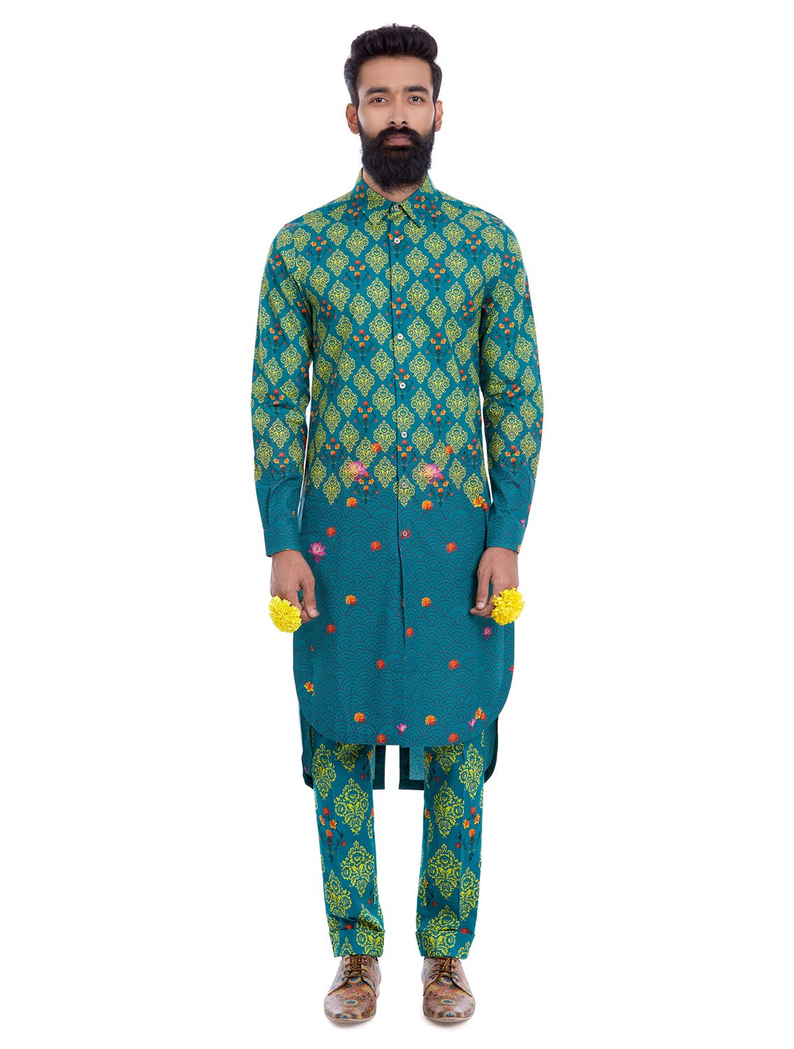 Vayu Green Printed Trousers