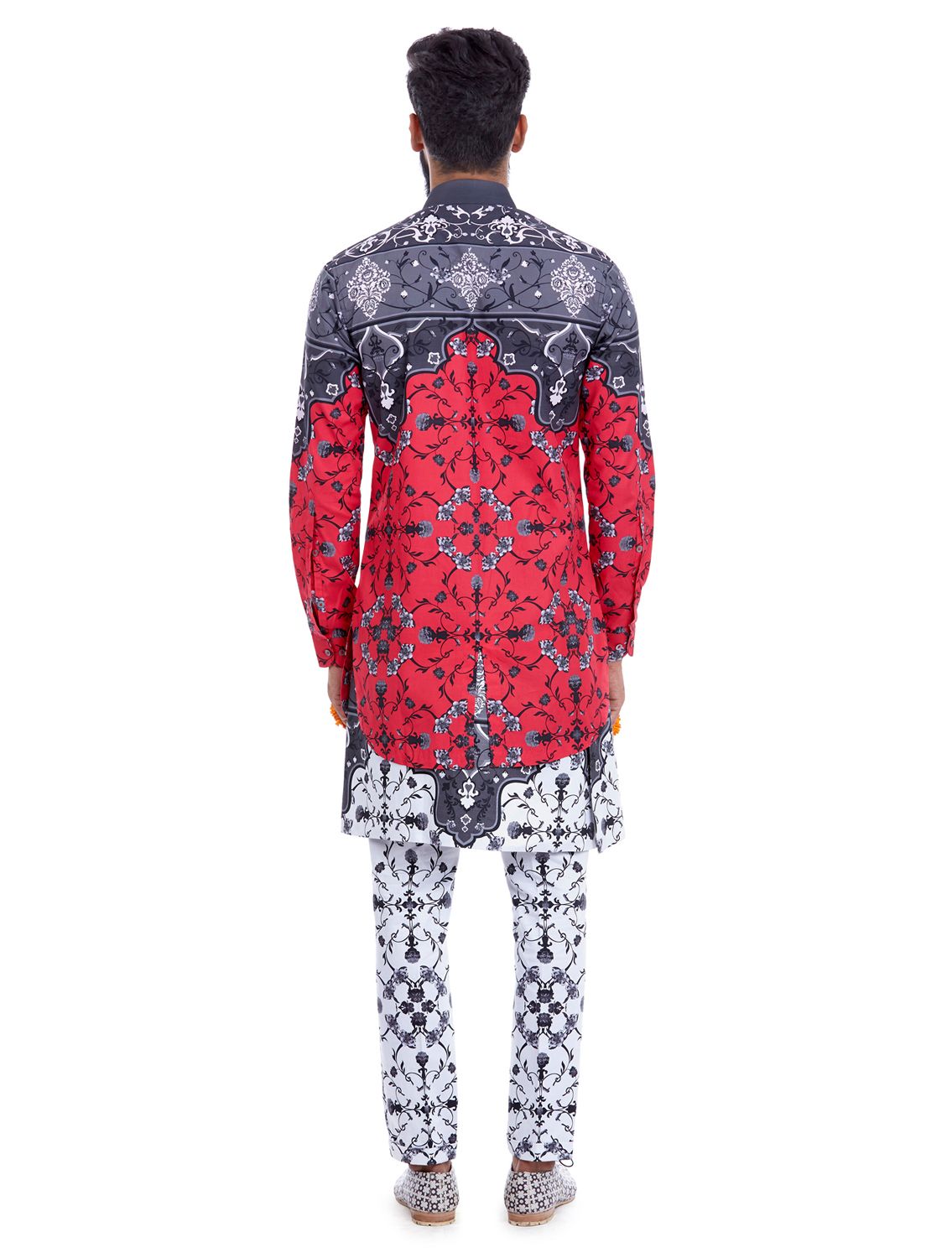 Magenta  grey Shirt in all-over Agni print