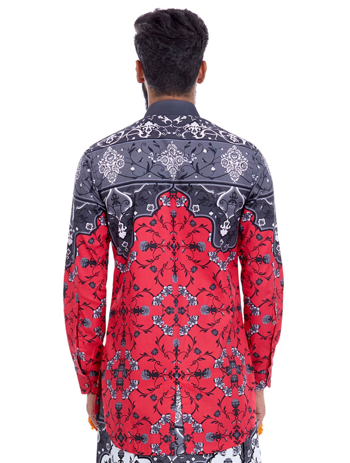 Magenta grey Shirt in all-over Agni print