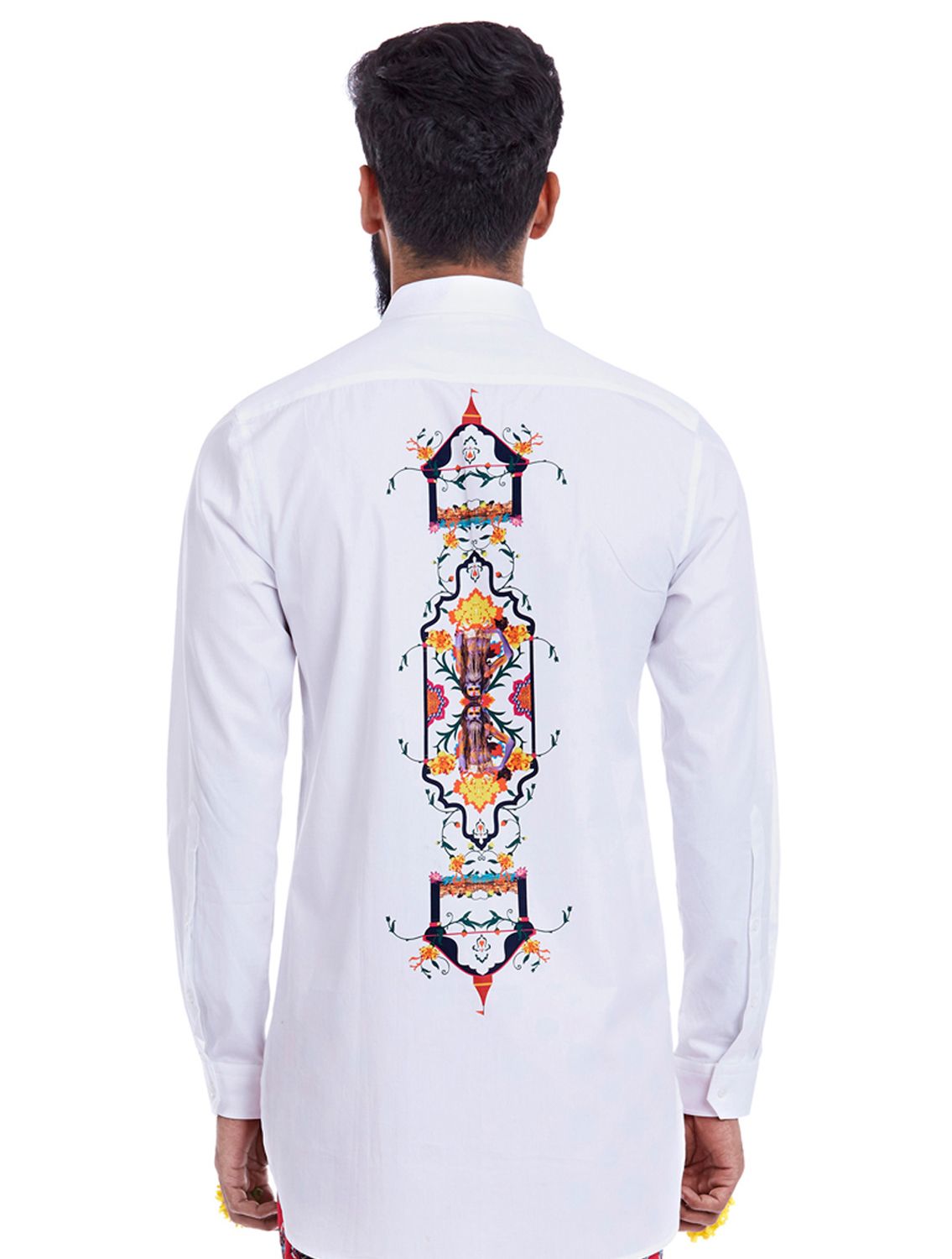 Dhamek Central Print White Shirt Back