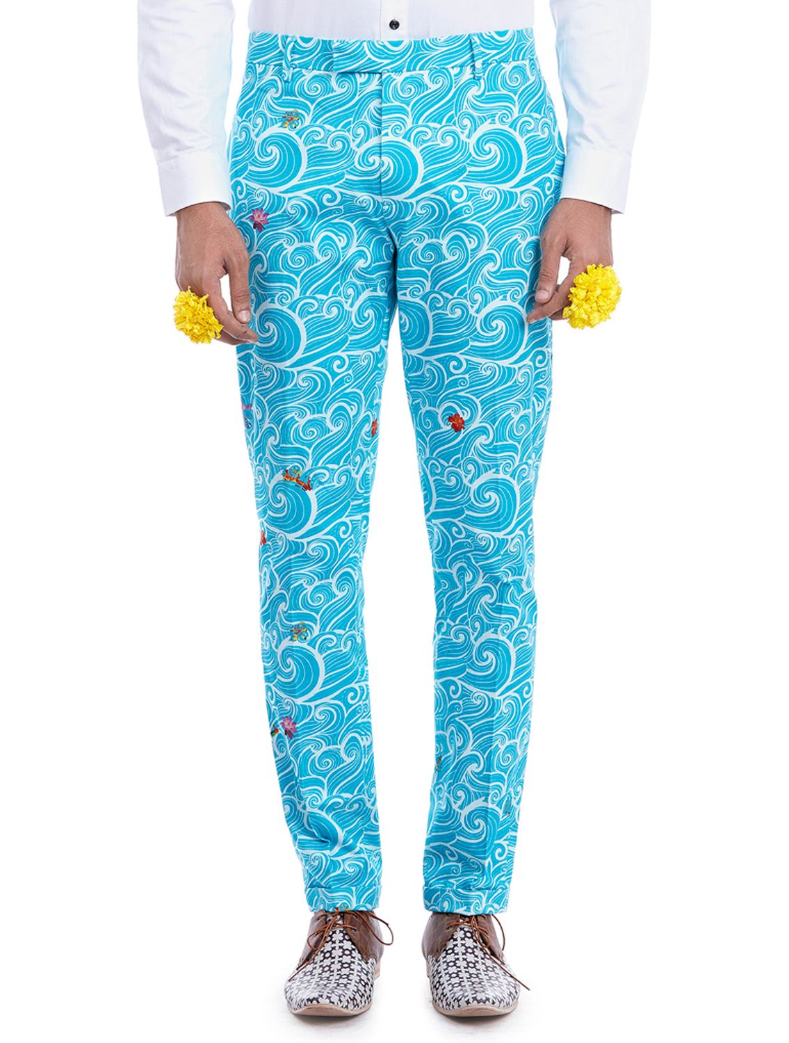 Moksh Blue Printed Trousers
