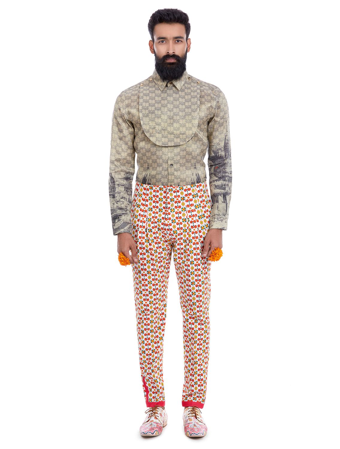 Assi Broad-Waist Printed Trousers