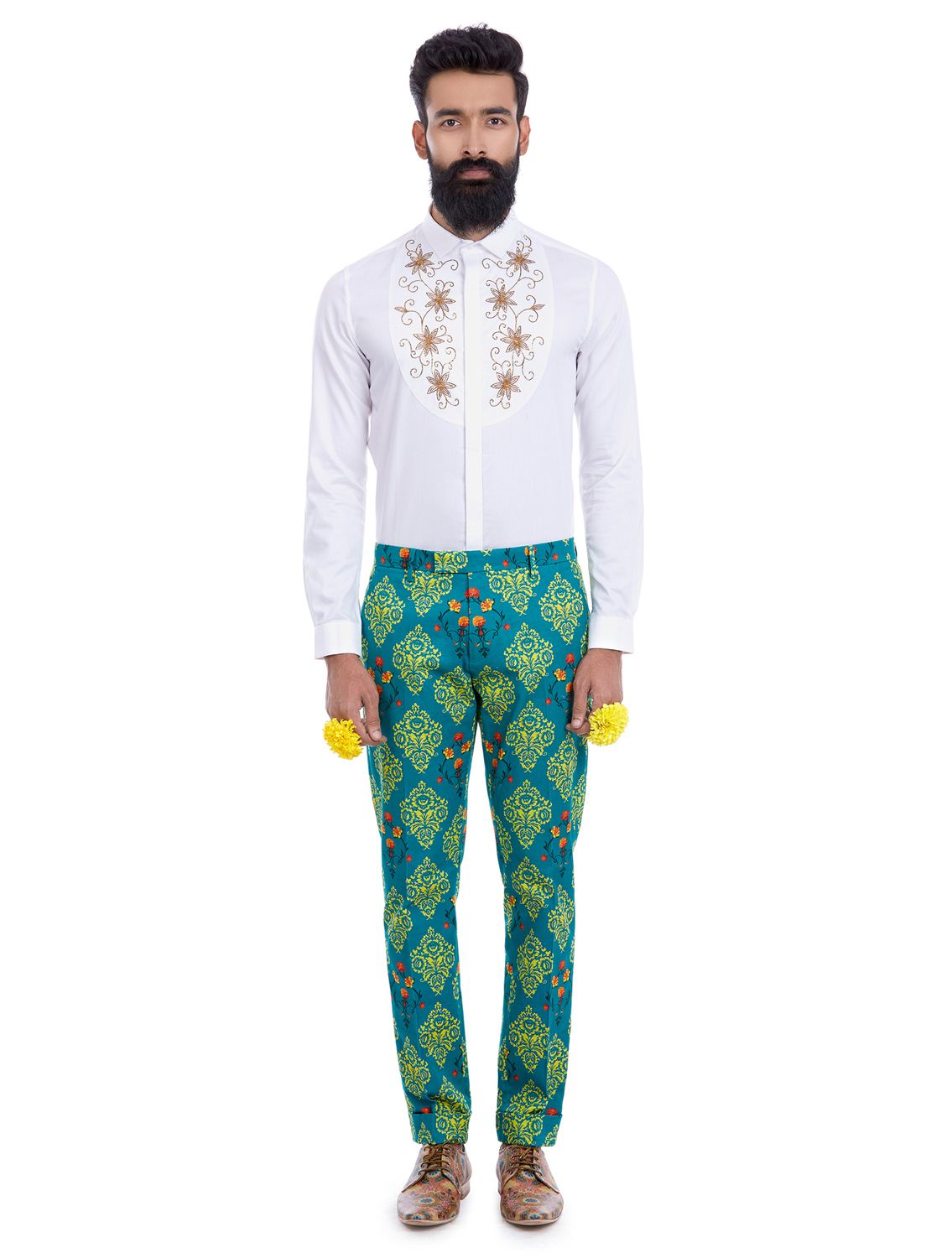 Vayu Green Printed Trousers