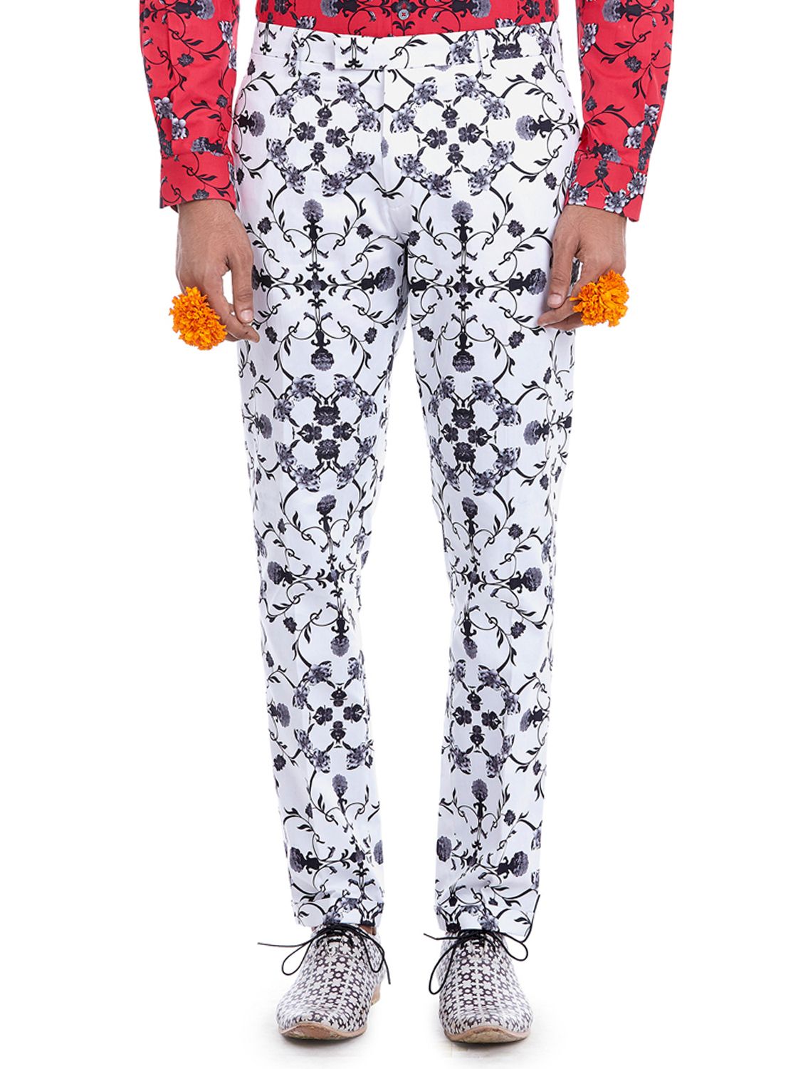 Awadh Monochrome Printed Trousers