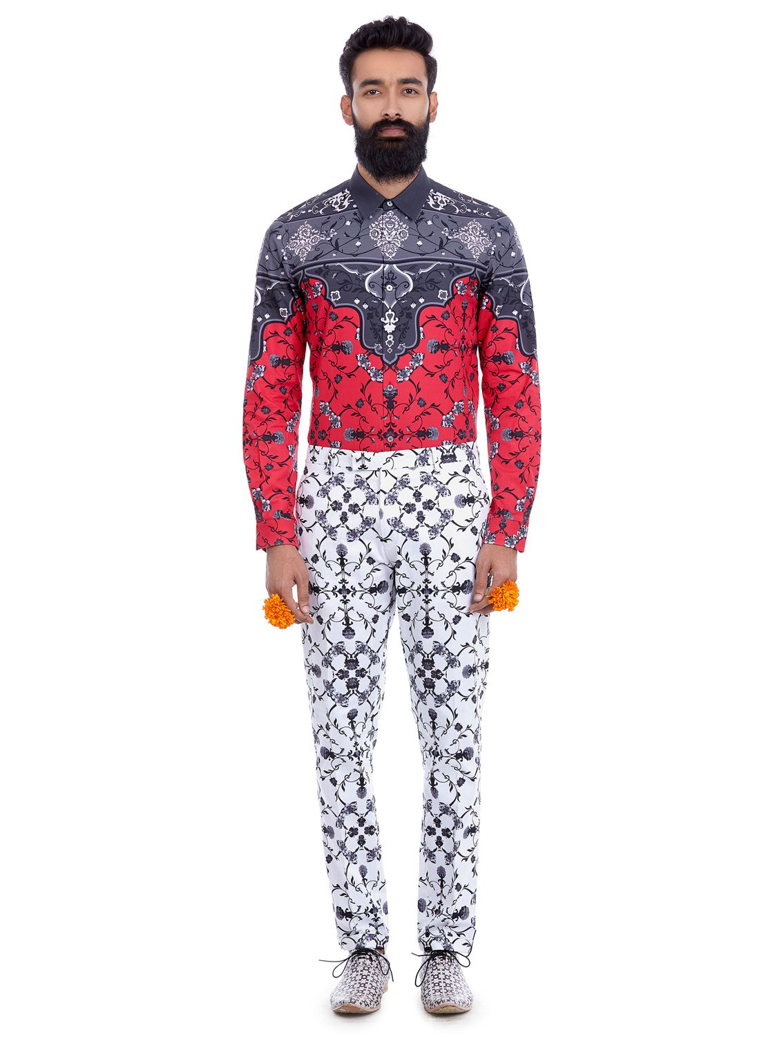 Awadh Monochrome Printed Trousers