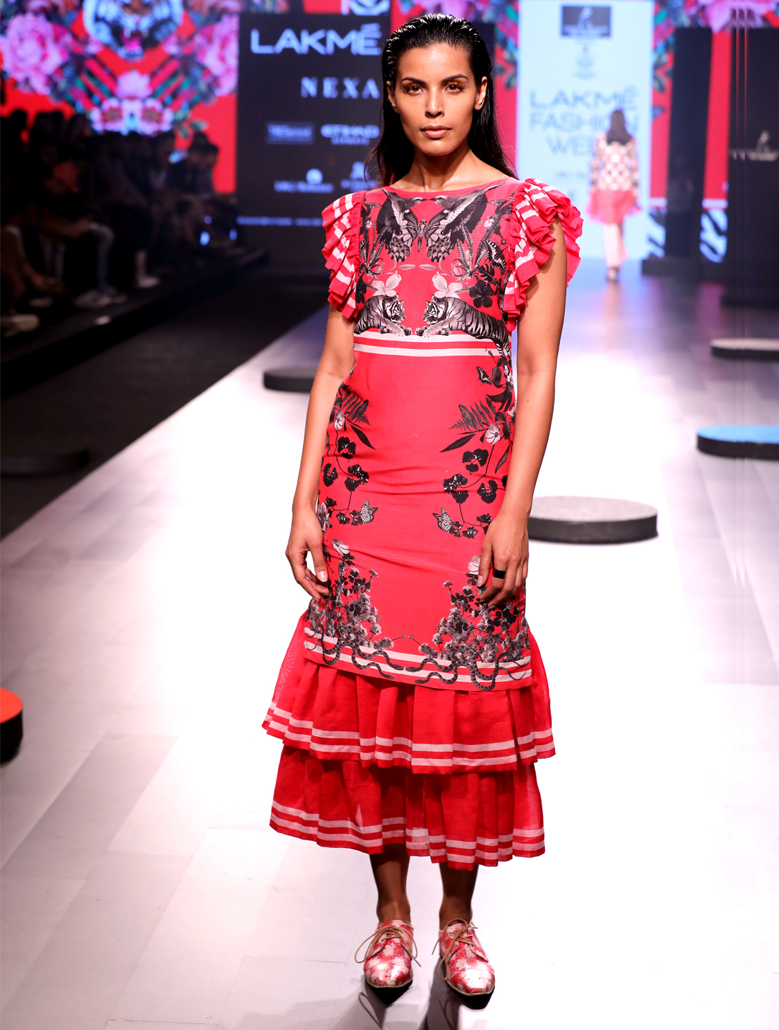 Pink Tigris Ruffled Dress