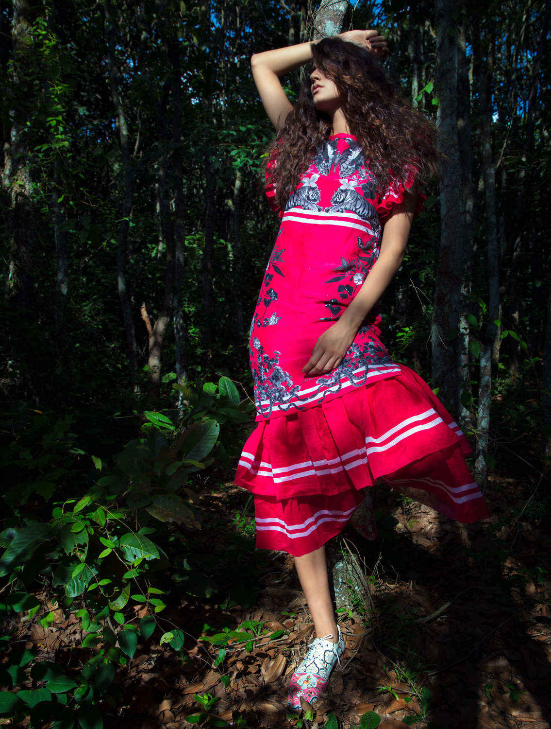 Pink Tigris Ruffled Dress