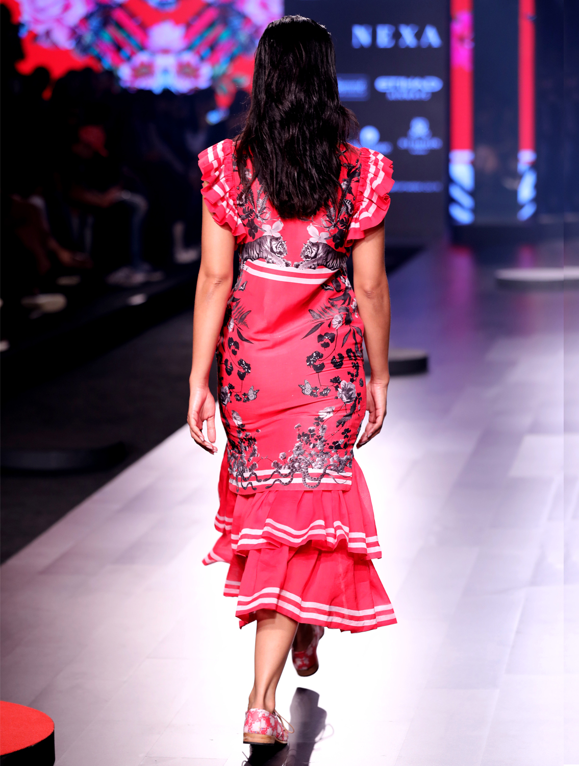 Pink Tigris Ruffled Dress Back