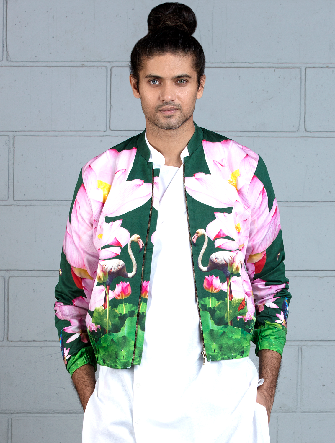 Green Lotus Bomber Jacket