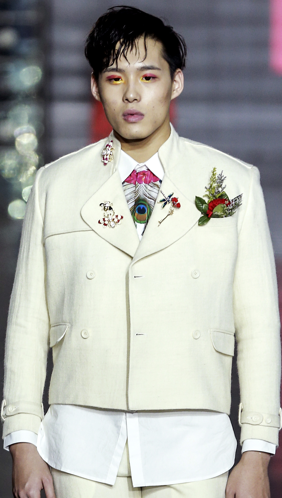 Corbett Double Breasted Crop Blazer Feather Printed Shirt Kazi Trousers