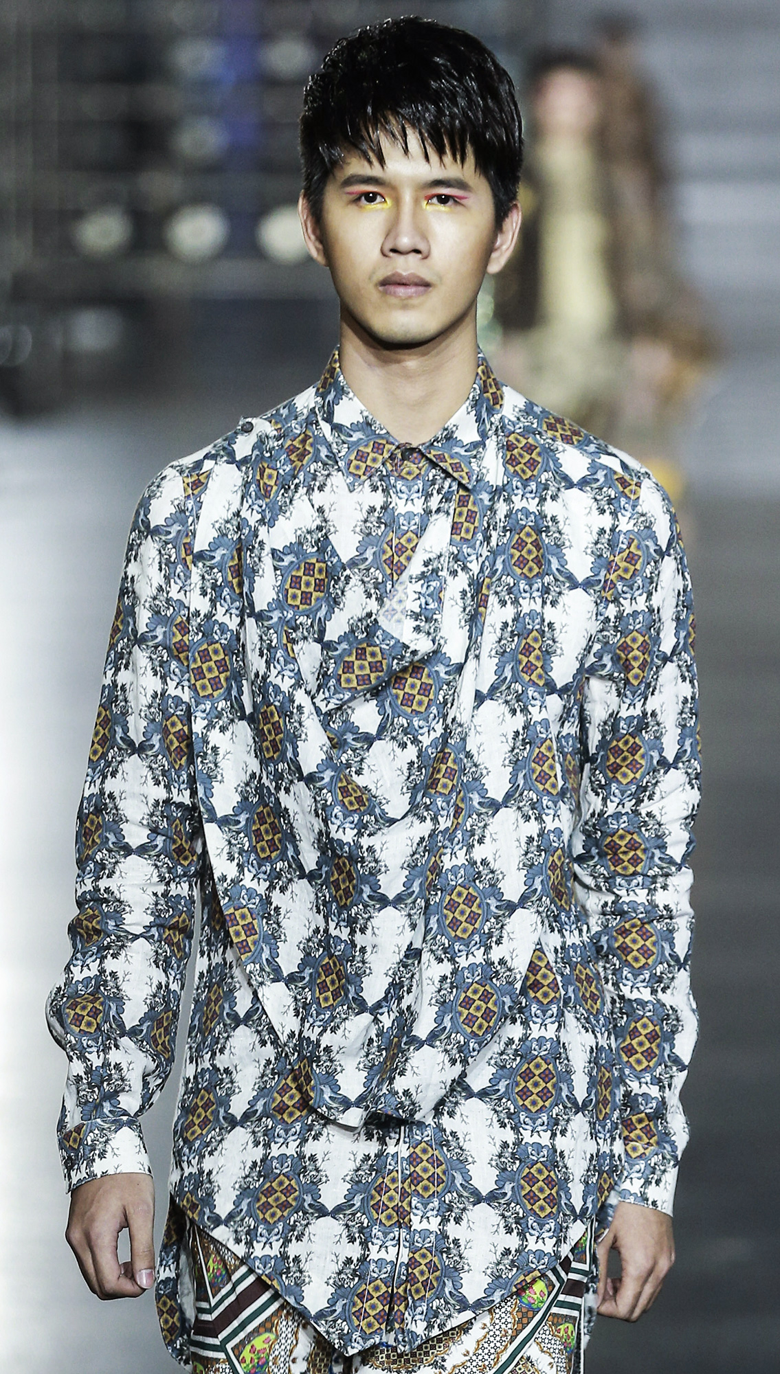 Kaleido Lotus Cowl Shirt Claude Kilt Trousers