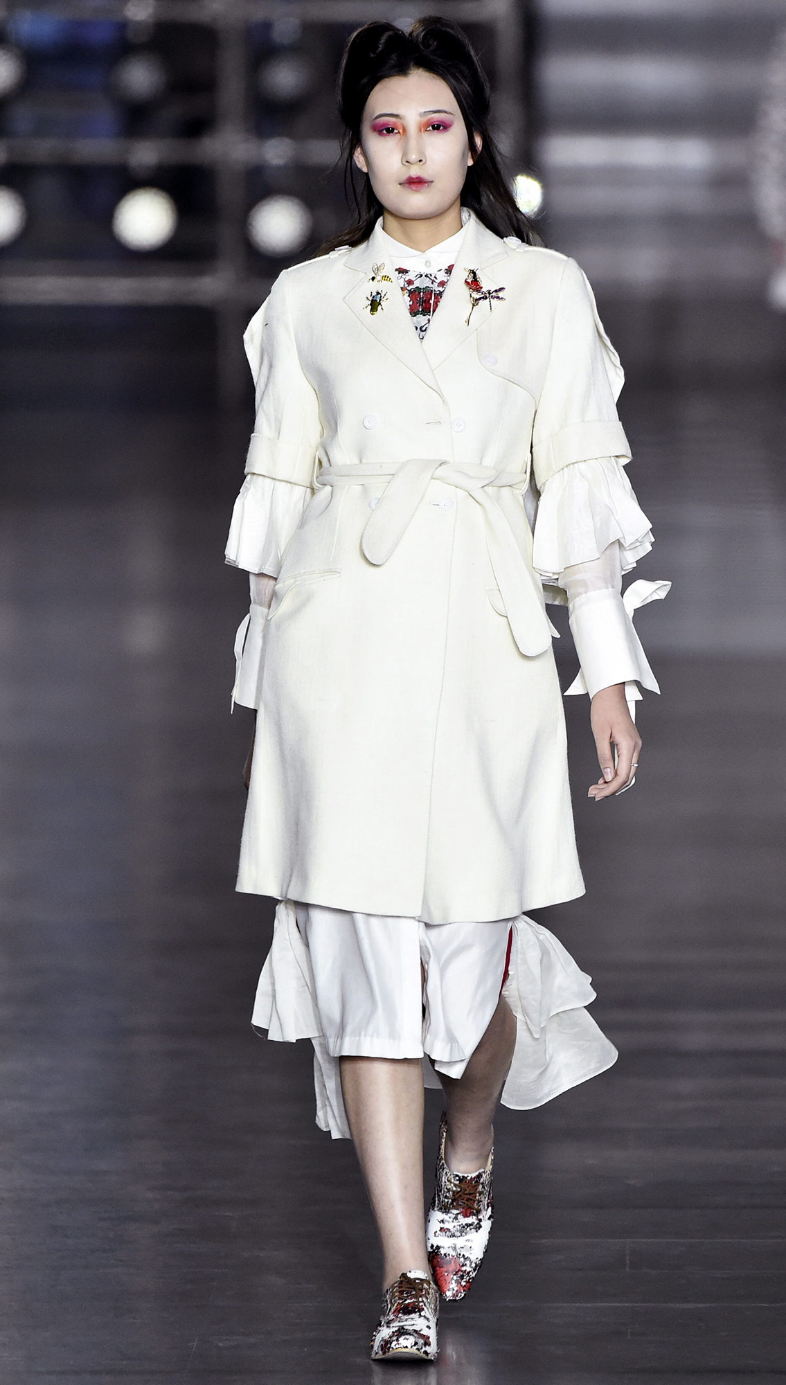 Pardus Double Breasted Trenchcoat in Merino Wool Felix Handloom Cotton Dress