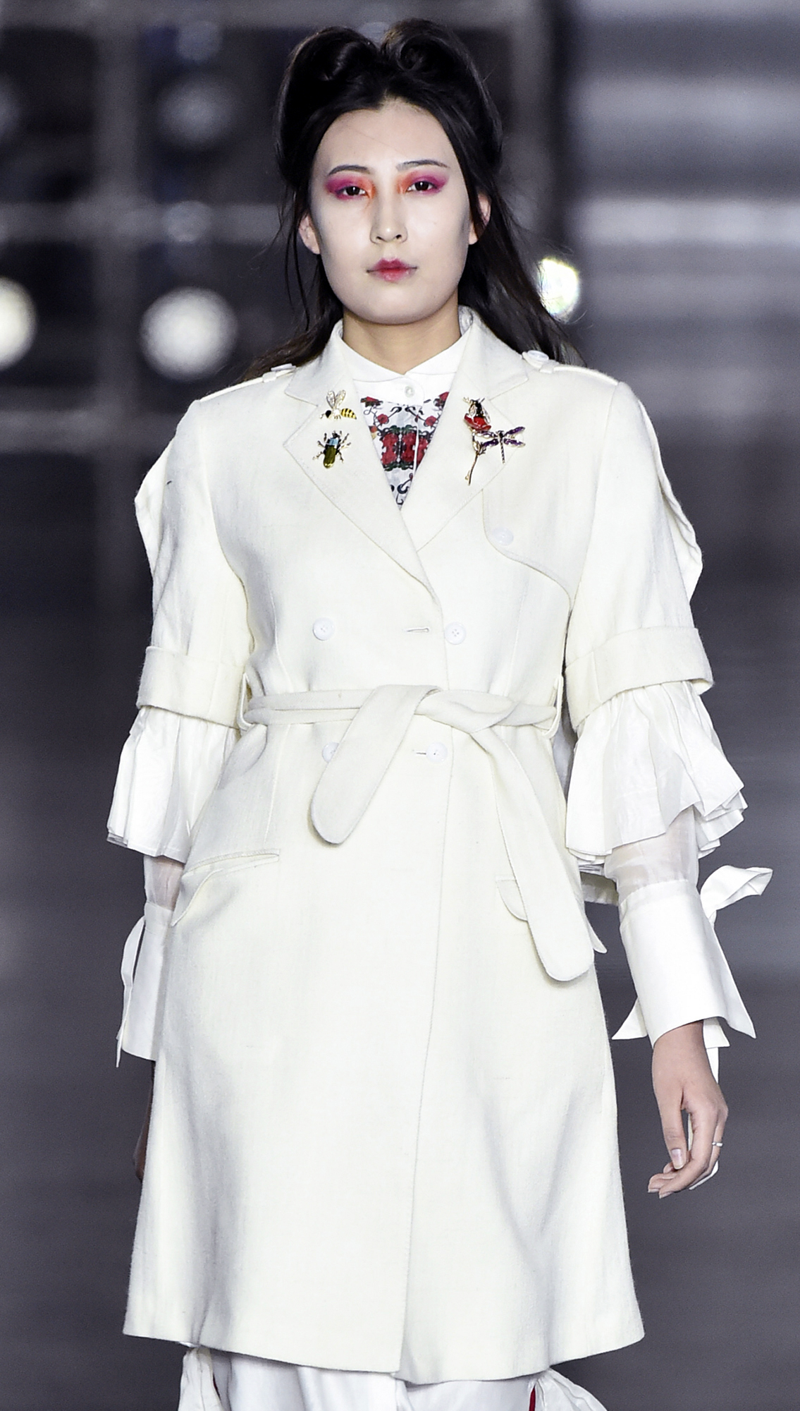 Pardus Double Breasted Trenchcoat in Merino Wool Felix Handloom Cotton Dress