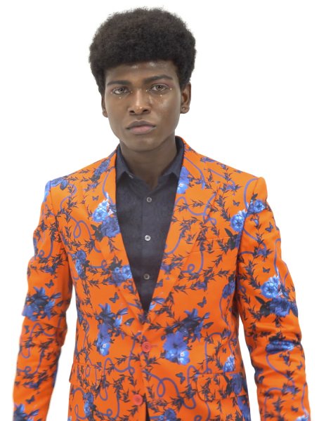 Image of Jahan Orange Printed Blazer