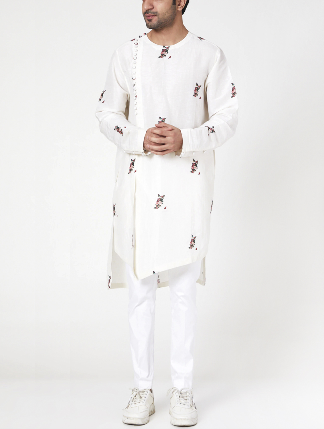 Saavan Off-White Angharkha Kurta Pyjama Set
