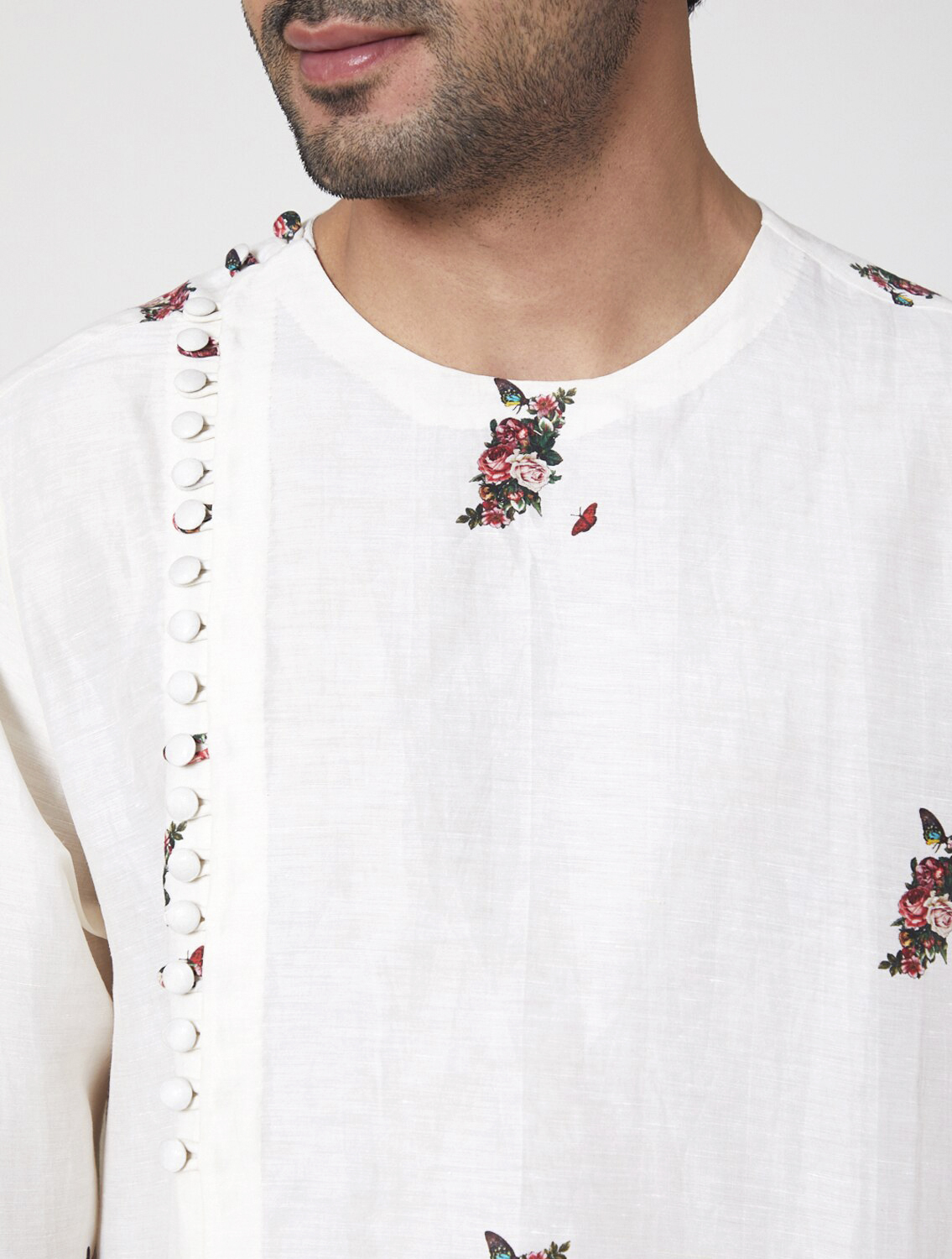 Saavan Off-White Angharkha Kurta Pyjama Set