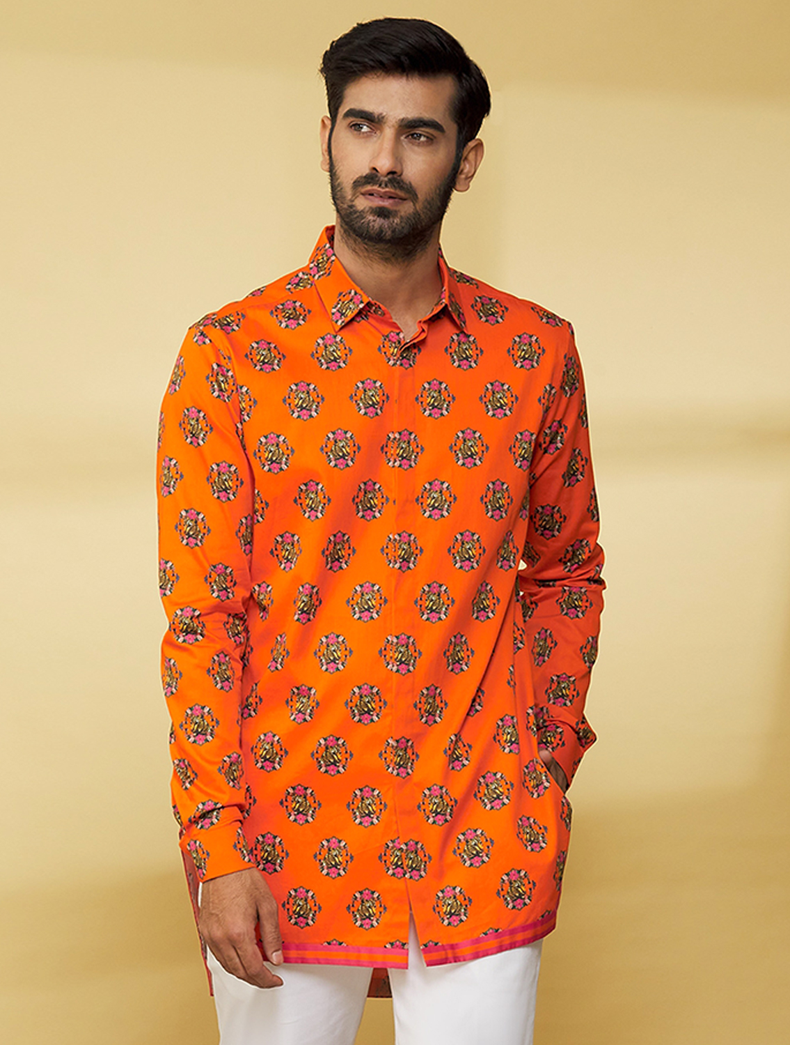 OrangeLeo Hem Striper Style Shirt