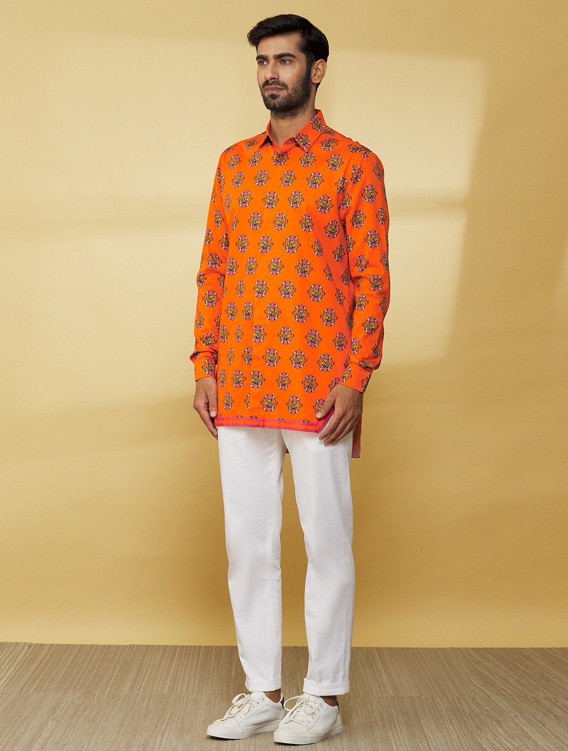 OrangeLeo Hem Striper Style Shirt