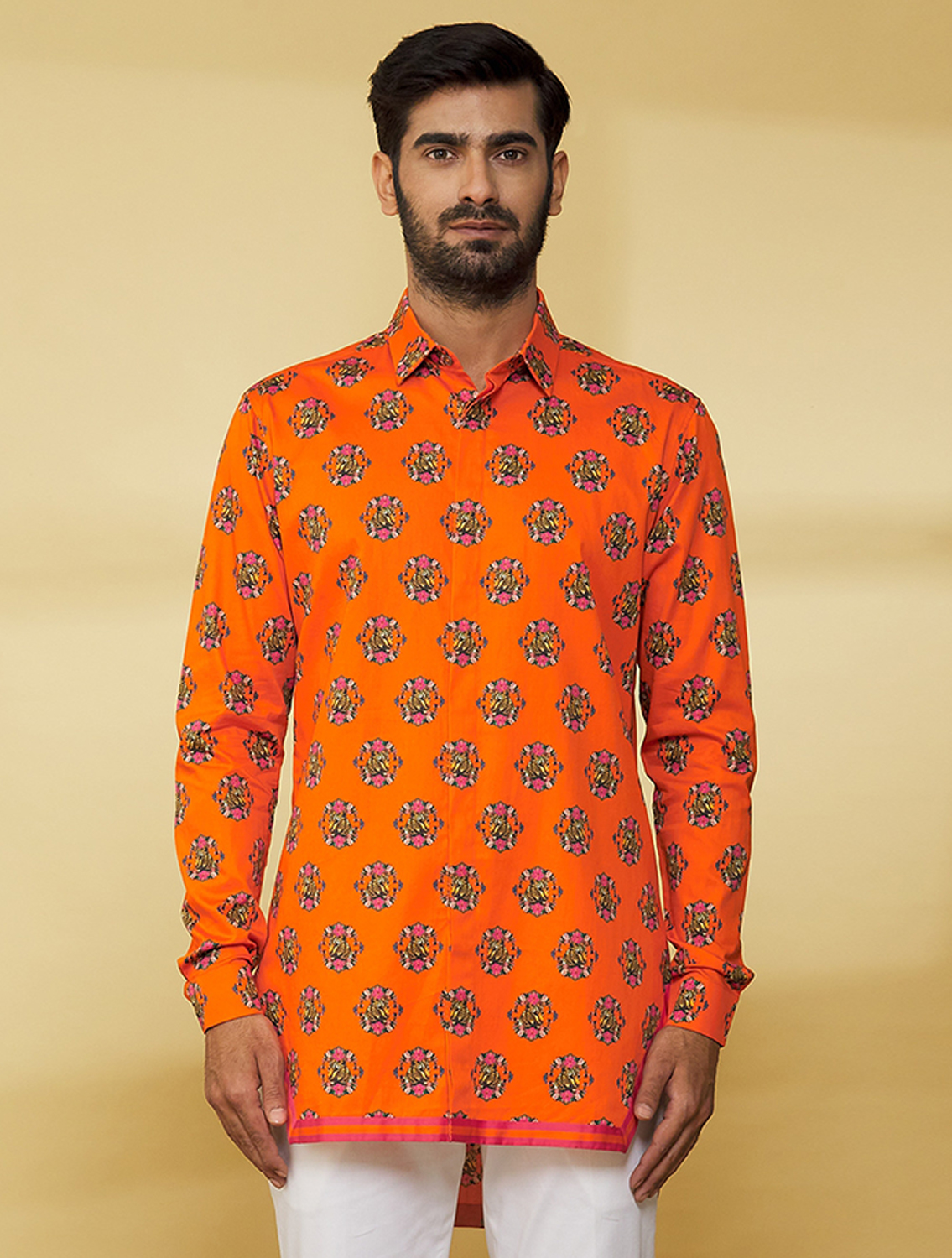 OrangeLeo Hem Striper Style Shirt