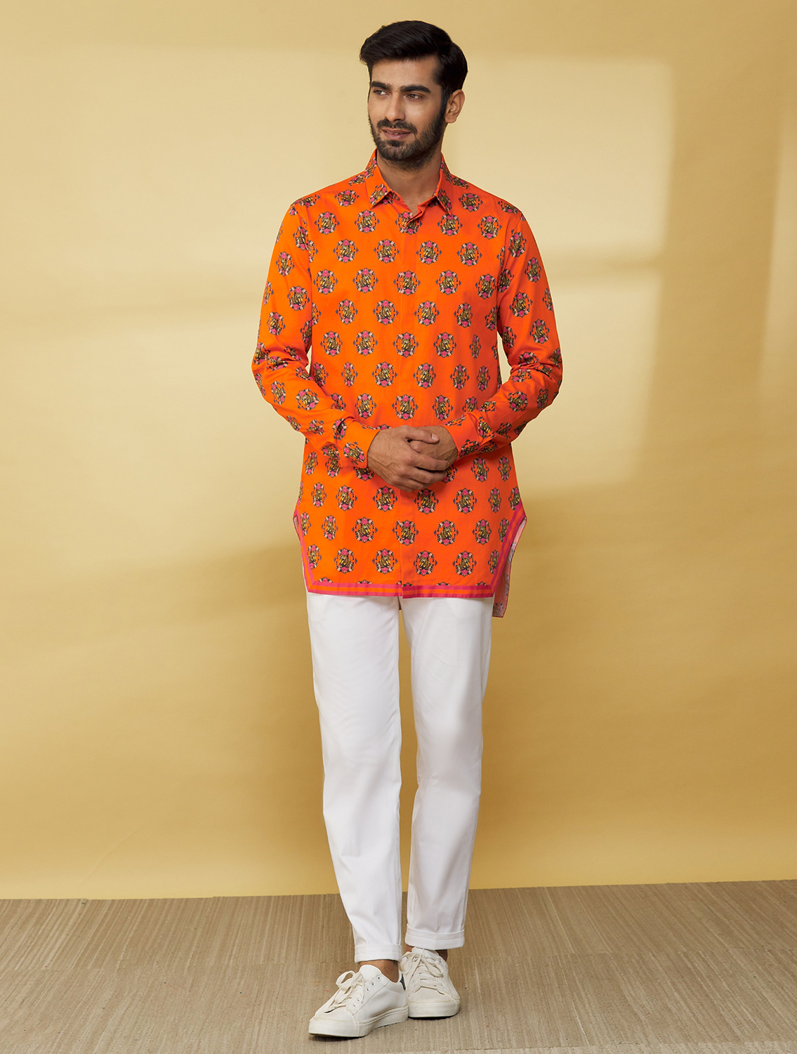OrangeLeo Hem Striper Style Shirt