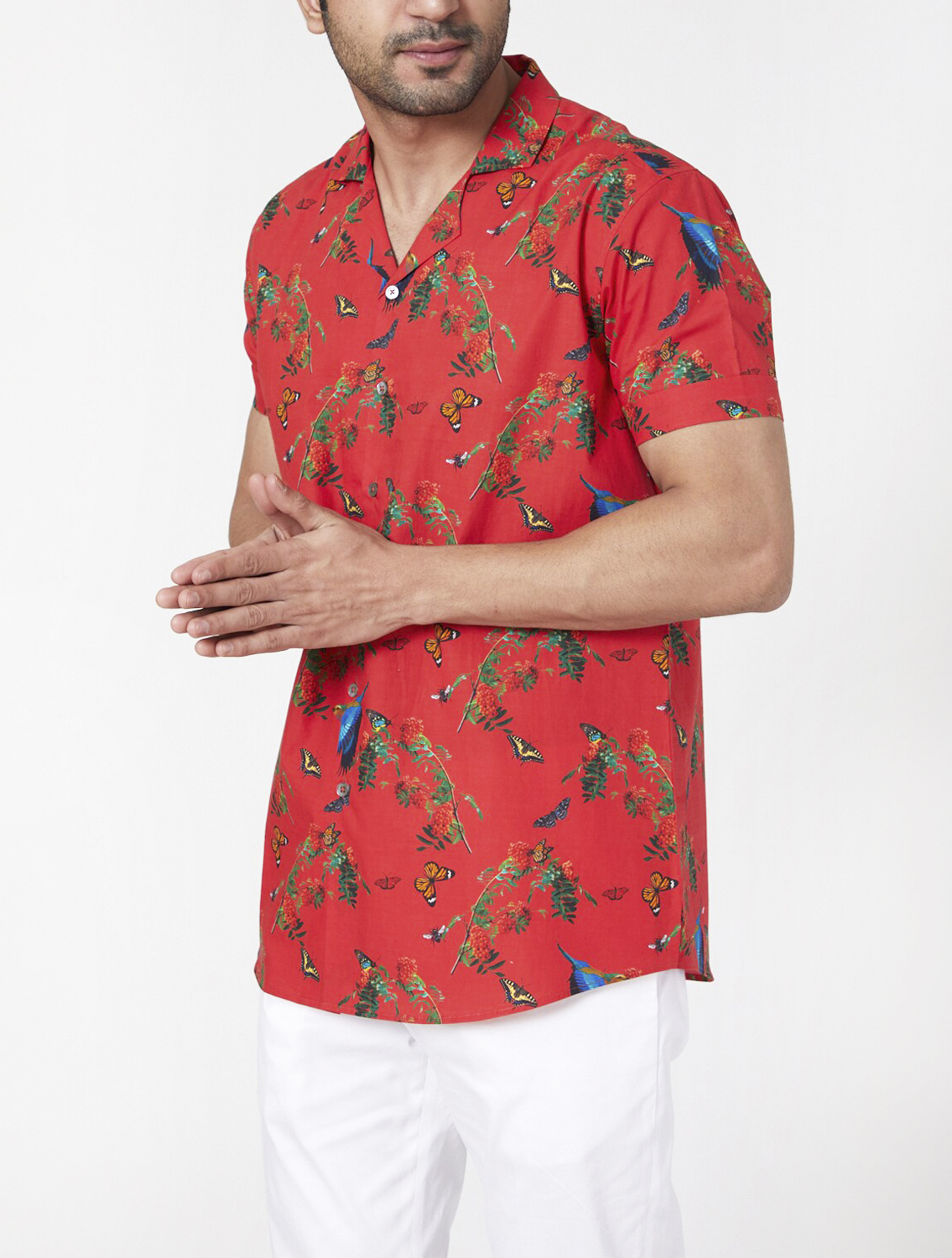 Red Jungle Camp Collar Printed Shirt