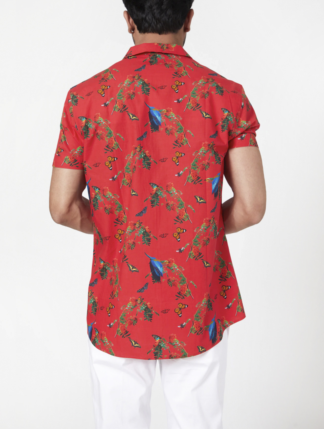 Red Jungle Collar Printed Shirt