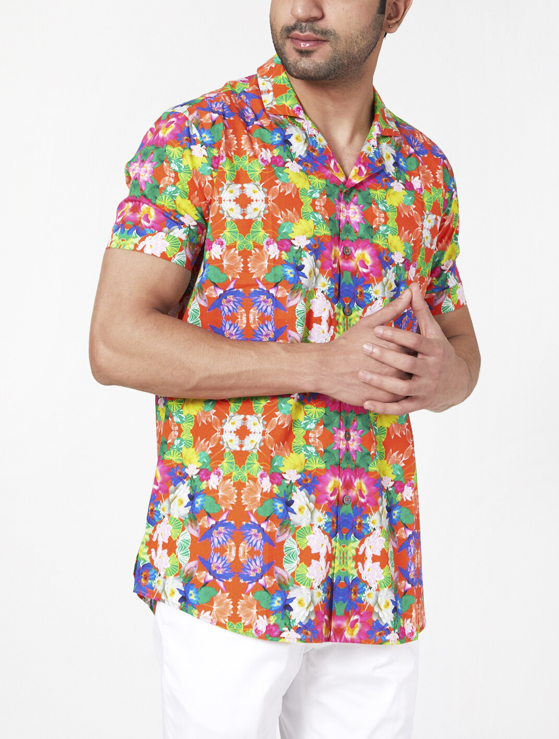 Red Alarka Camp Collar Shirt