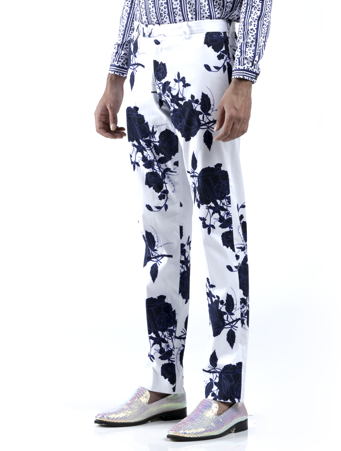Blue Rose Printed Trousers Side