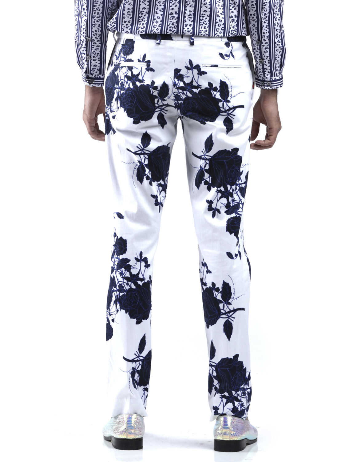 Blue Rose Printed Trousers Back