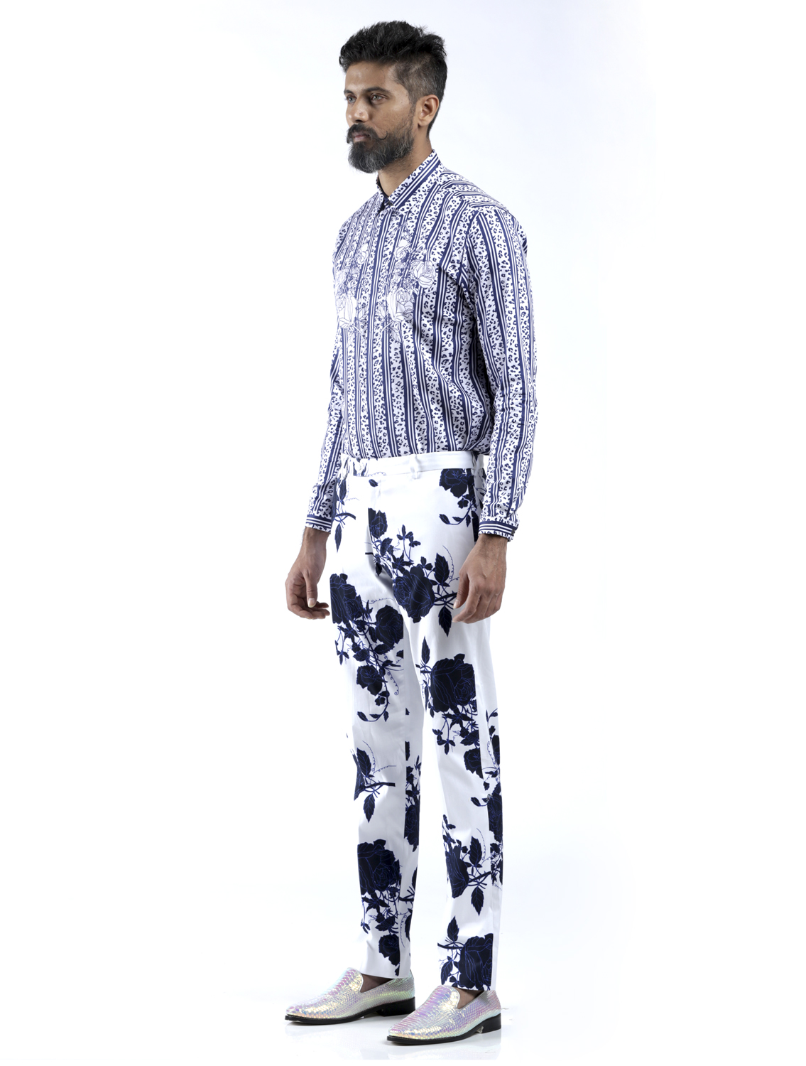 Blue Rose Printed Trousers Full