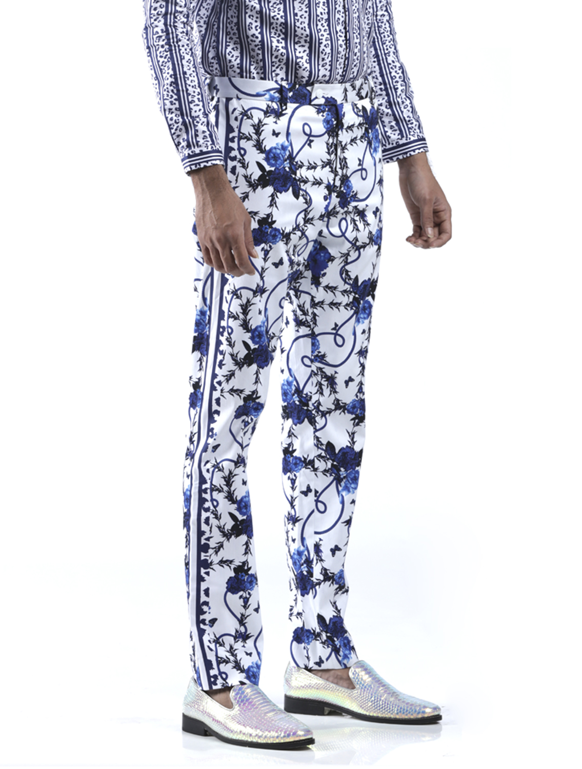 Firdaus All-Over Printed Trousers with Side Striper