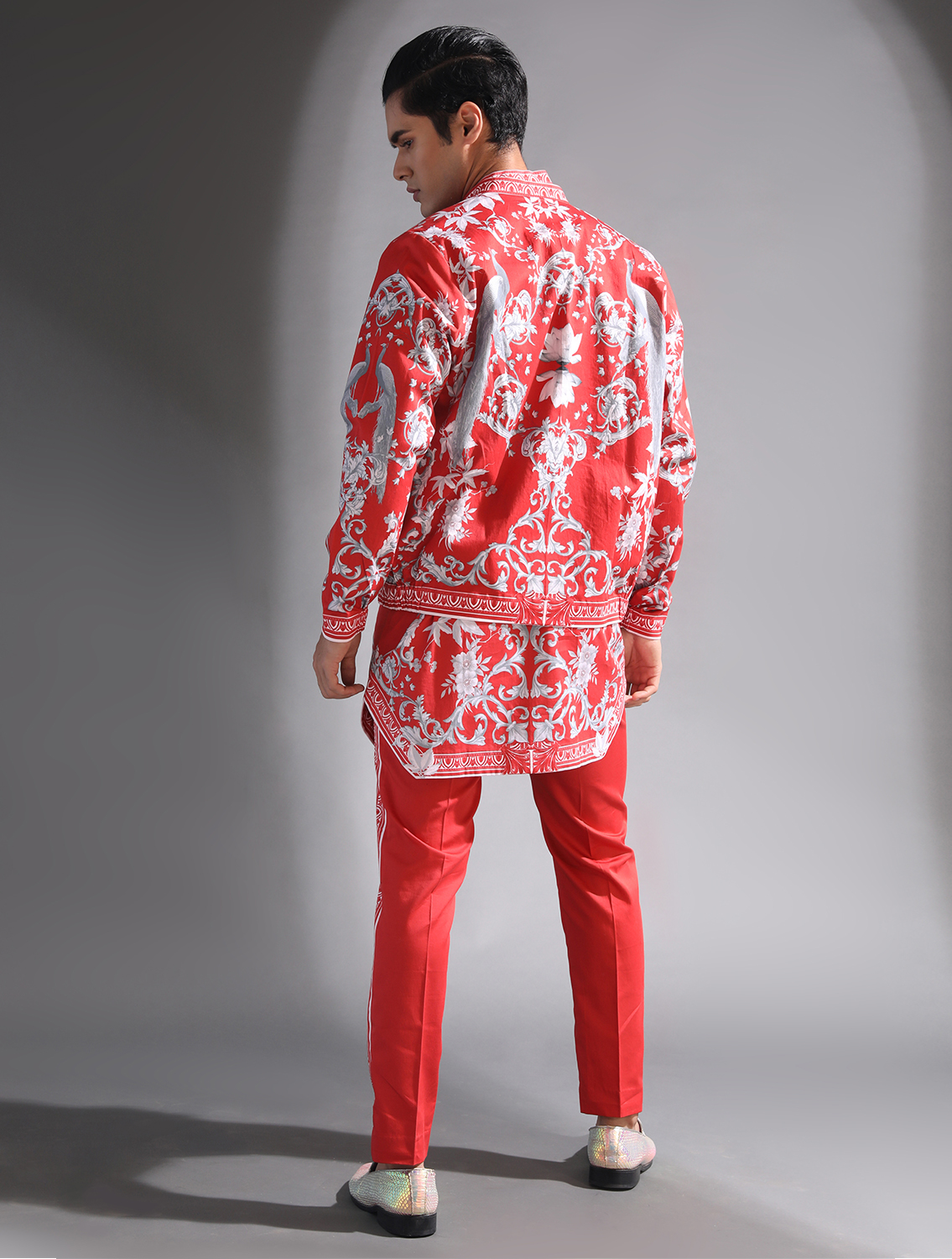 Red Baroque Side Striper Trousers Back